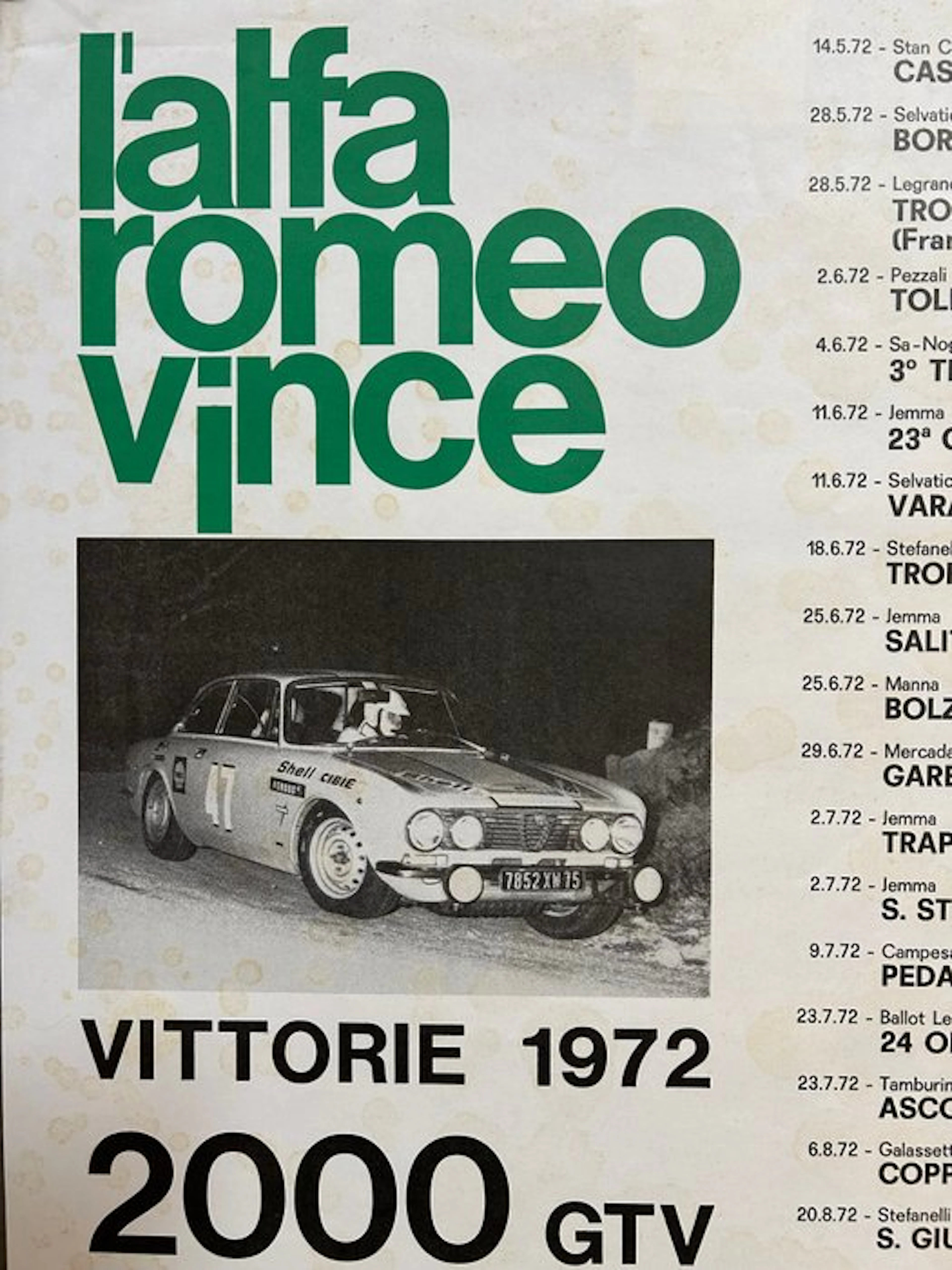 Poster "Alfa Romeo Wins" - Alfa Romeo - l'Alfa Romeo 2000 GTV - 1972