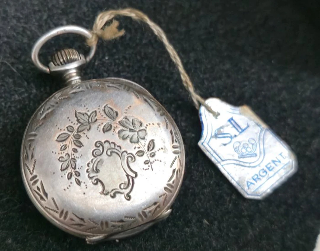 Reloj de bolsillo antiguo - pocket watch plata maciza solid silver - 1900-1949
