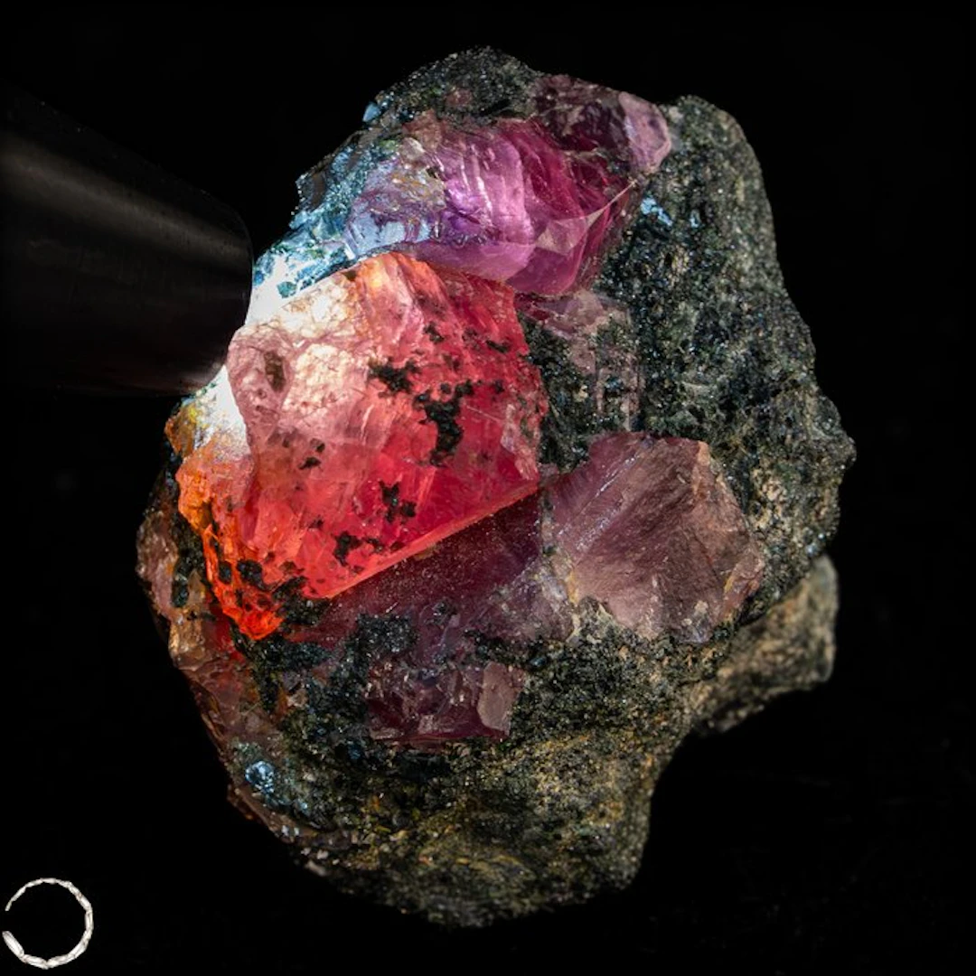 Natural Padparadscha sapphire crystal on matrix –...