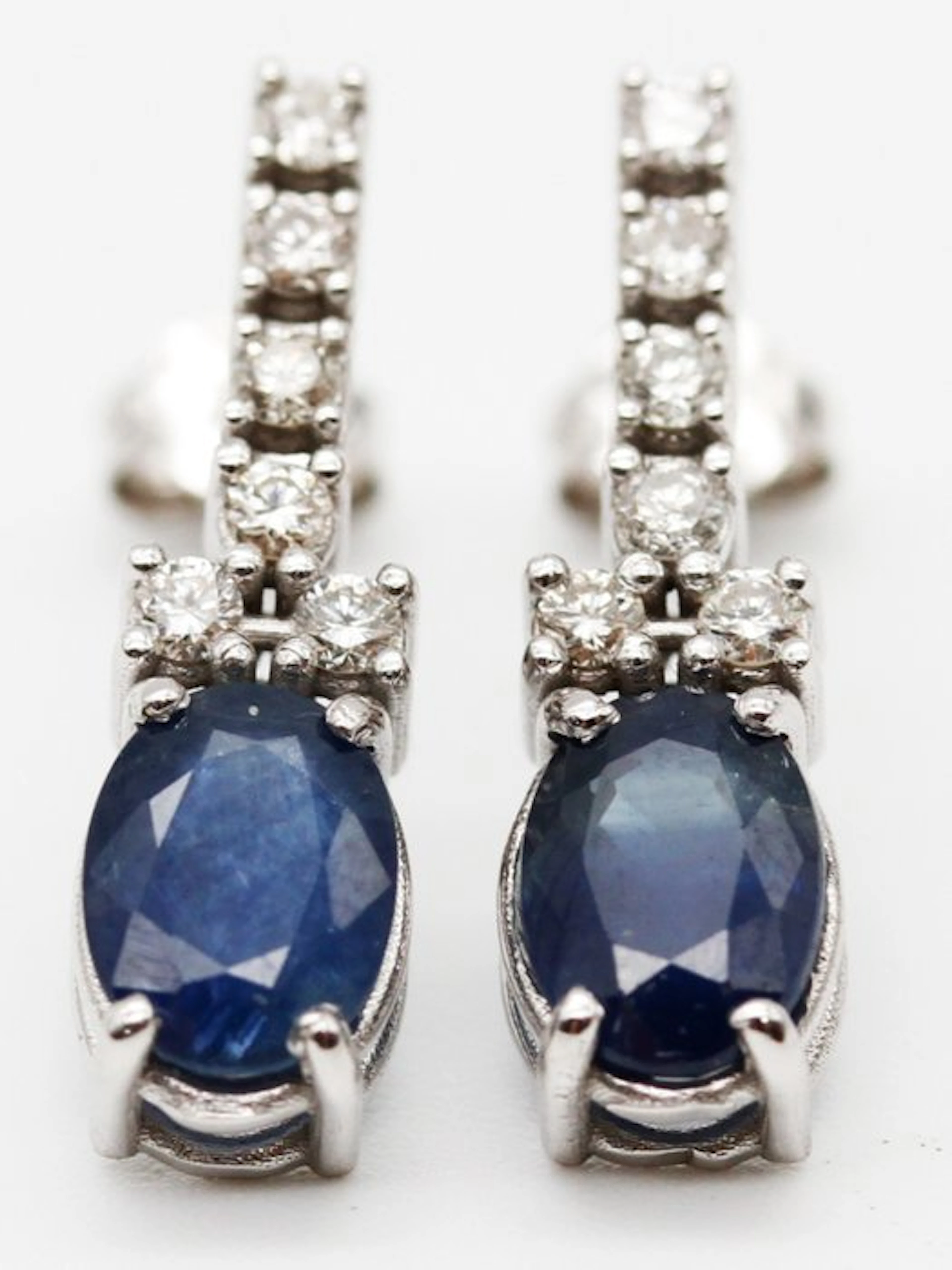 No reserve price - Earrings Silver Sapphire - Diamond