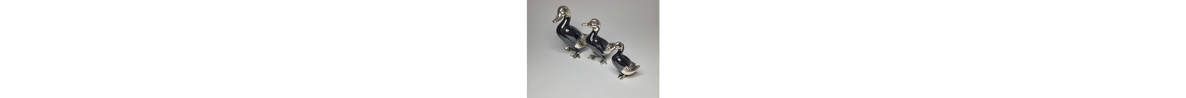 Saturno - Figure - Silber Emaille Entenfamilie - Miniatur