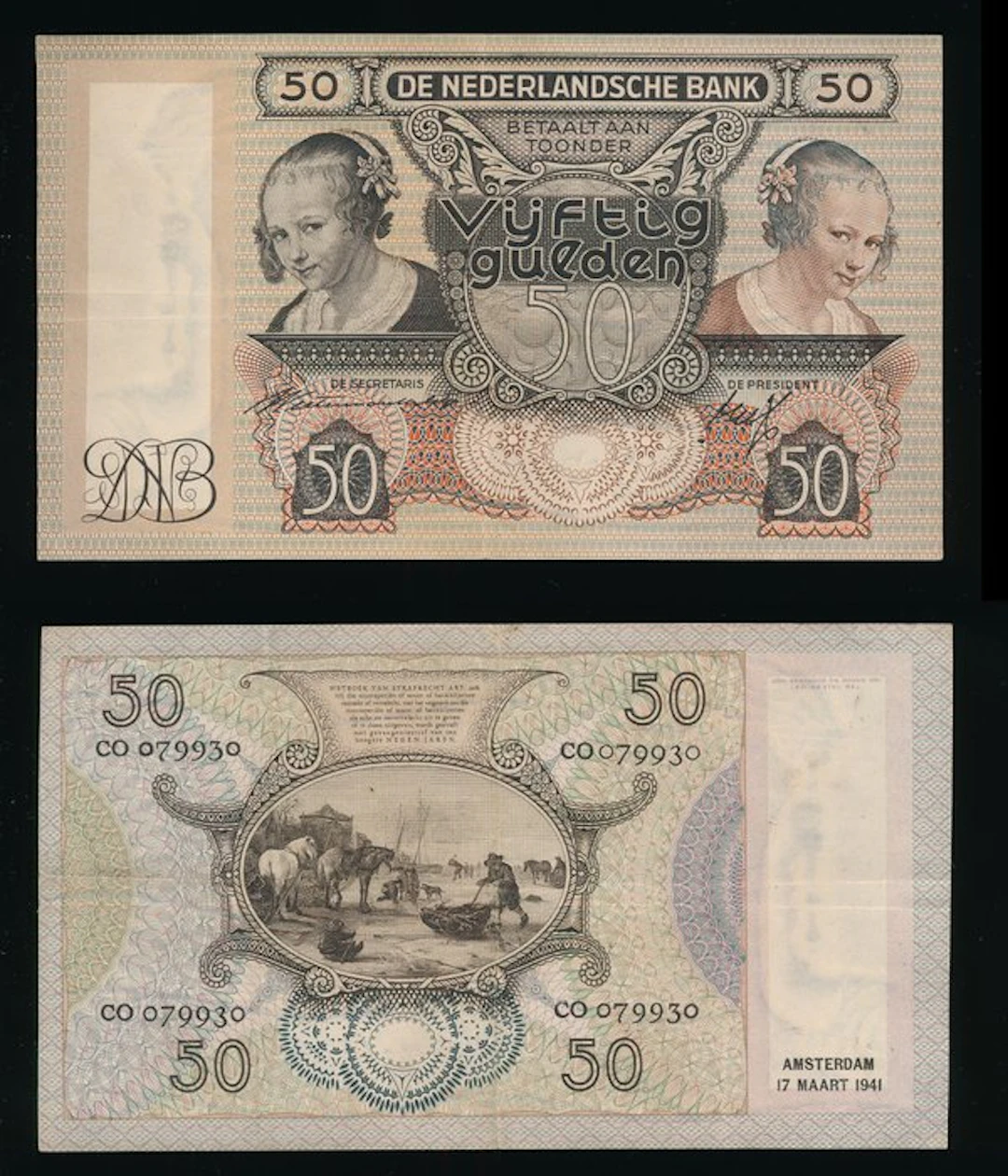 Netherlands. - 50 Gulden 1941 - Oestereetster - Pick 58 (No reserve price)