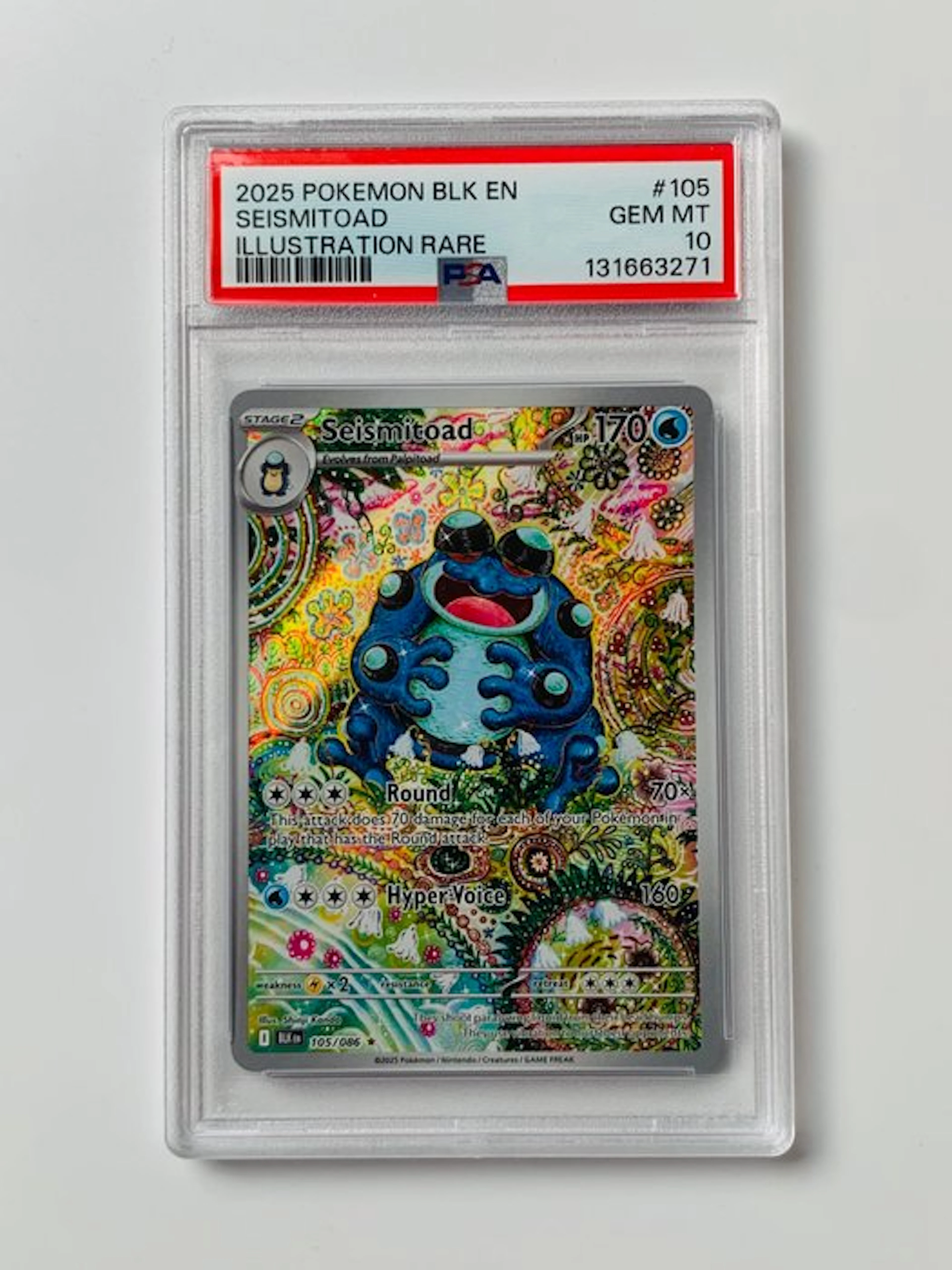 Pokémon - 1 Graded card - Seismitoad 105/086 Full art, Foil - PSA 10