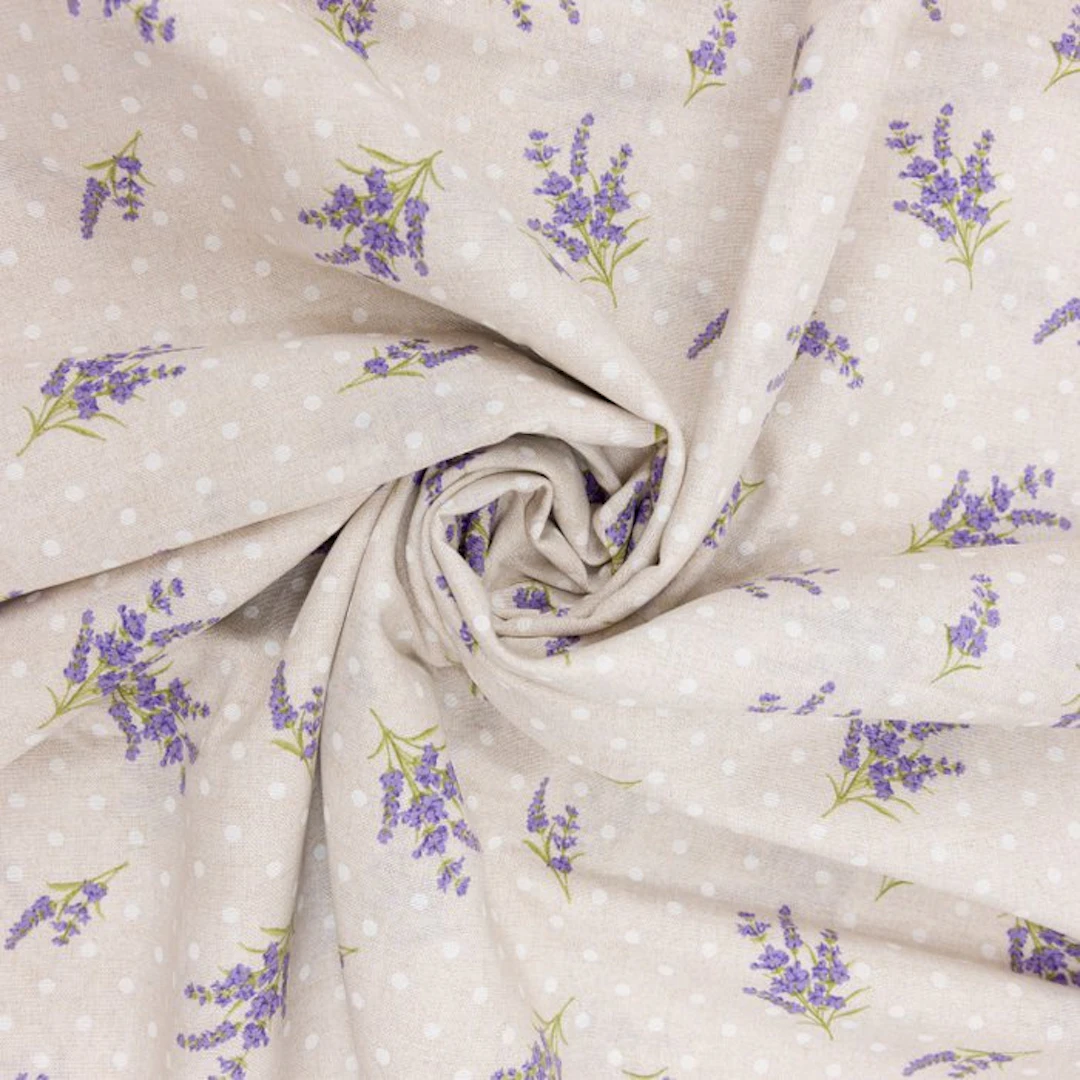 BA268 - Provençal Decorative Fabric - Lavender and Polka...