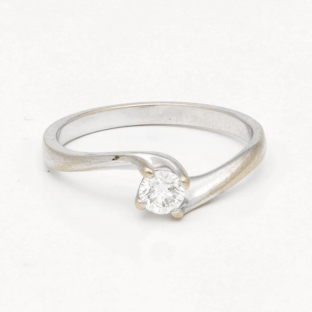 Ring - 18 kt. White gold Diamond (Natural) - Solitair