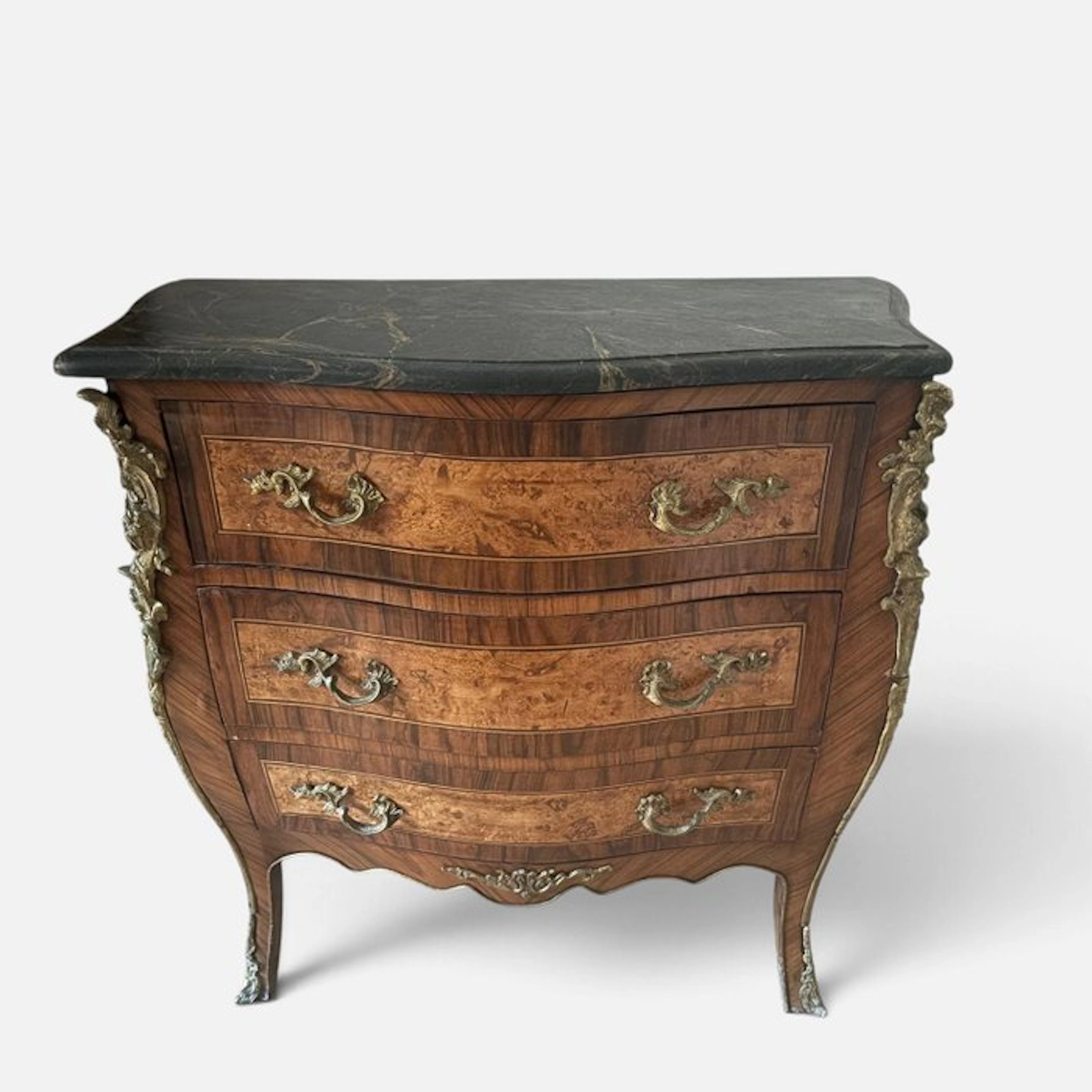 Chest of drawers - Wood, Marble, Bronze - Louis XV commode