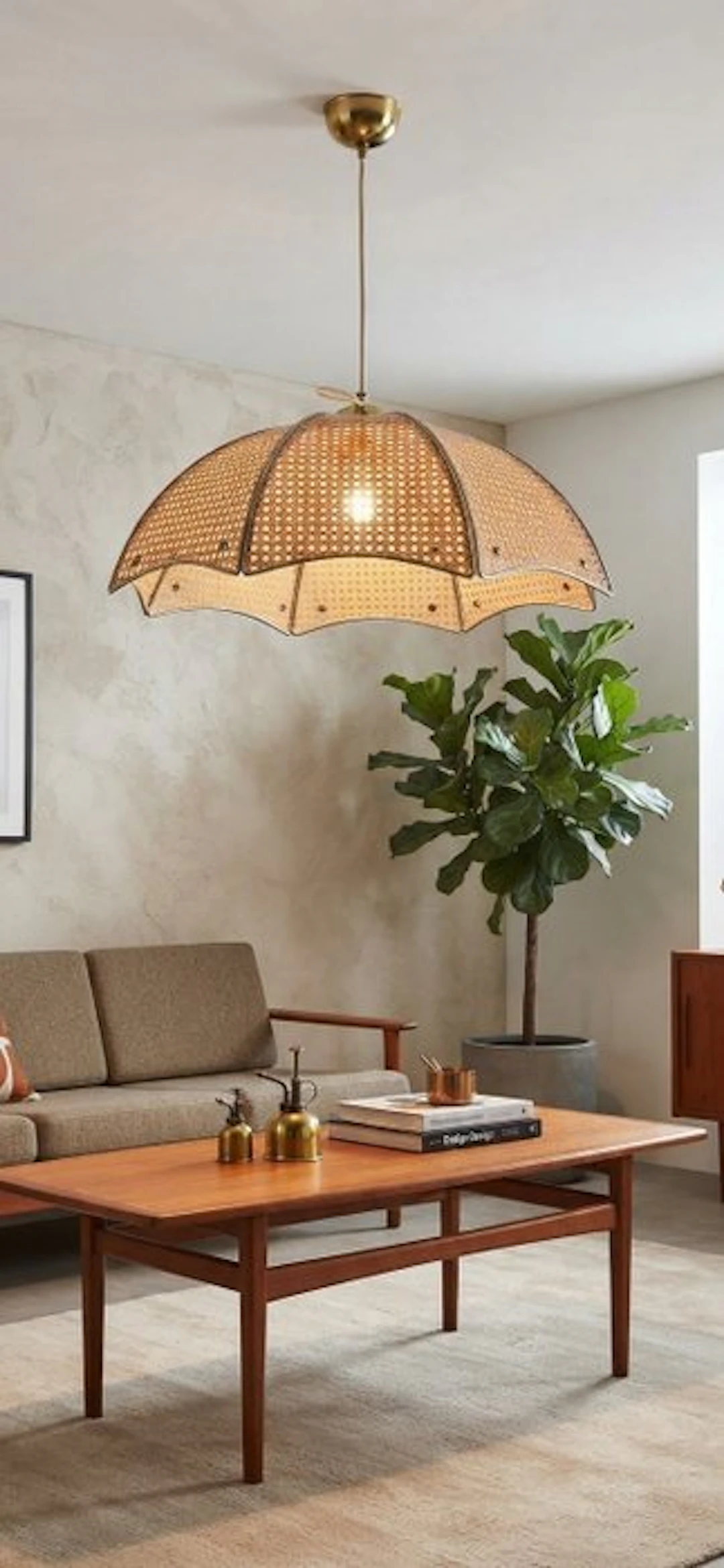 Hanging lamp - Rattan, Bronze - Rare of the very highest quality.