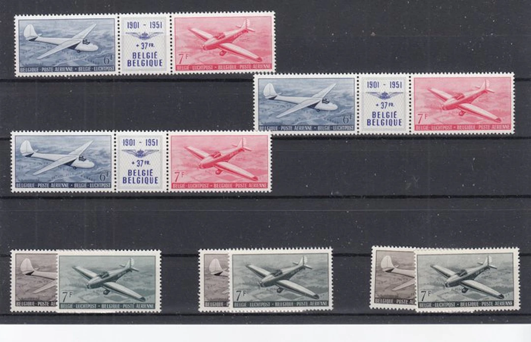 Belgium 1951/1958 - airmail - OBP : PA 26/27 drieluik