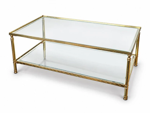 Maison Jansen Style - Coffee table - Brass, Glass