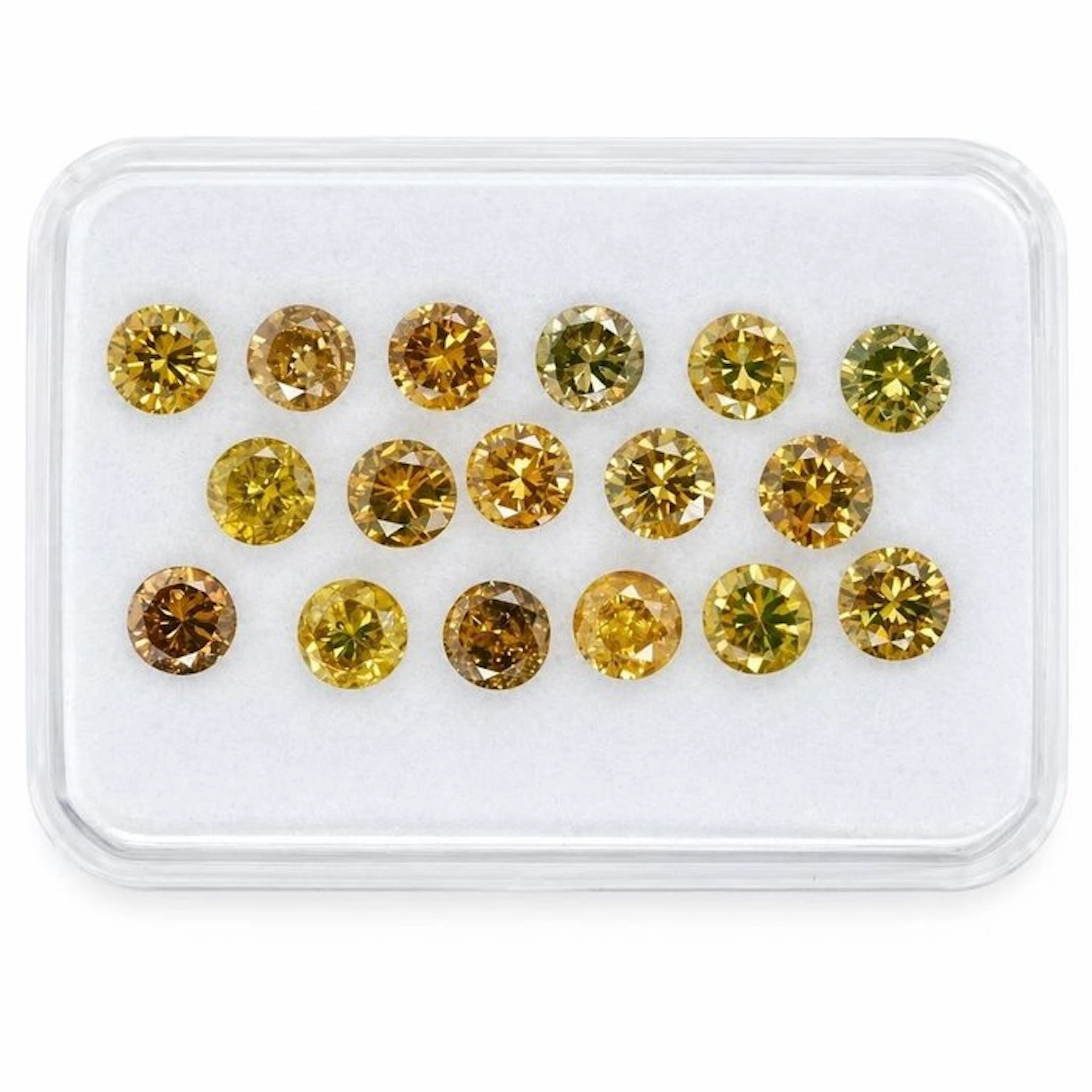 No reserve price - 17 pcs Diamond (Colour-treated) - 1.01 ct - Round - Fancy