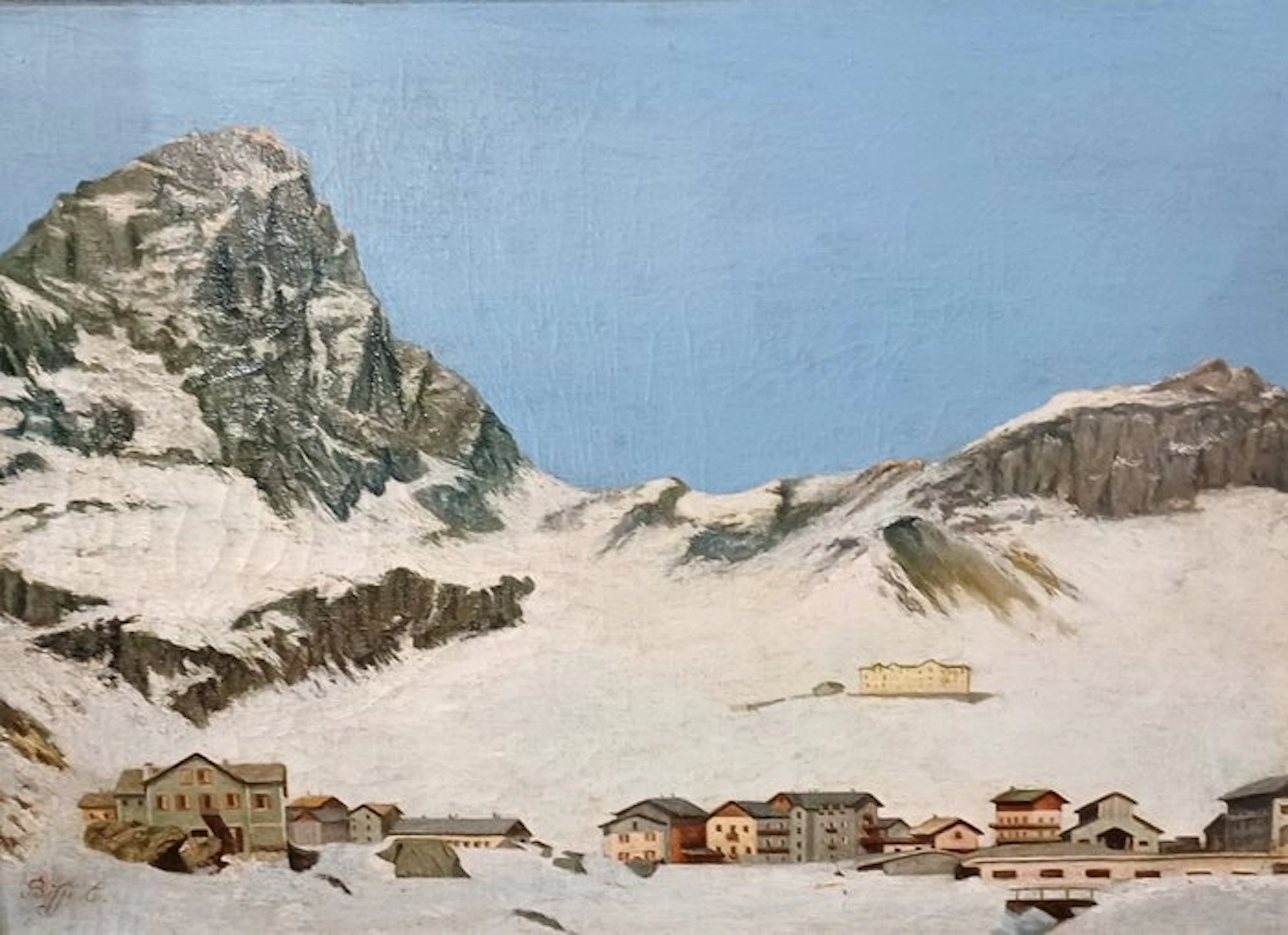 C. Biffi (XX) - Veduta invernale della conca del Breuil (Cervinia