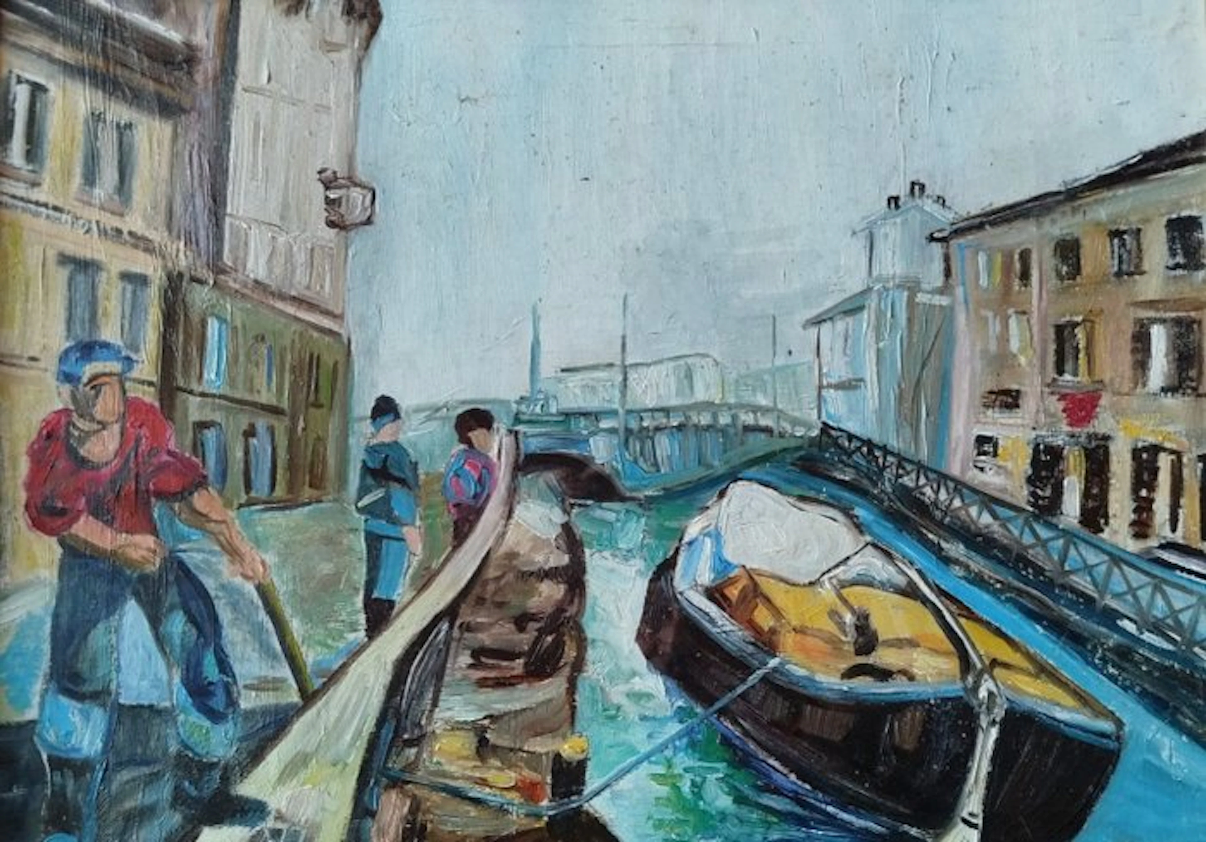 Luciano Galimberti (XX) - Barcone sul Naviglio