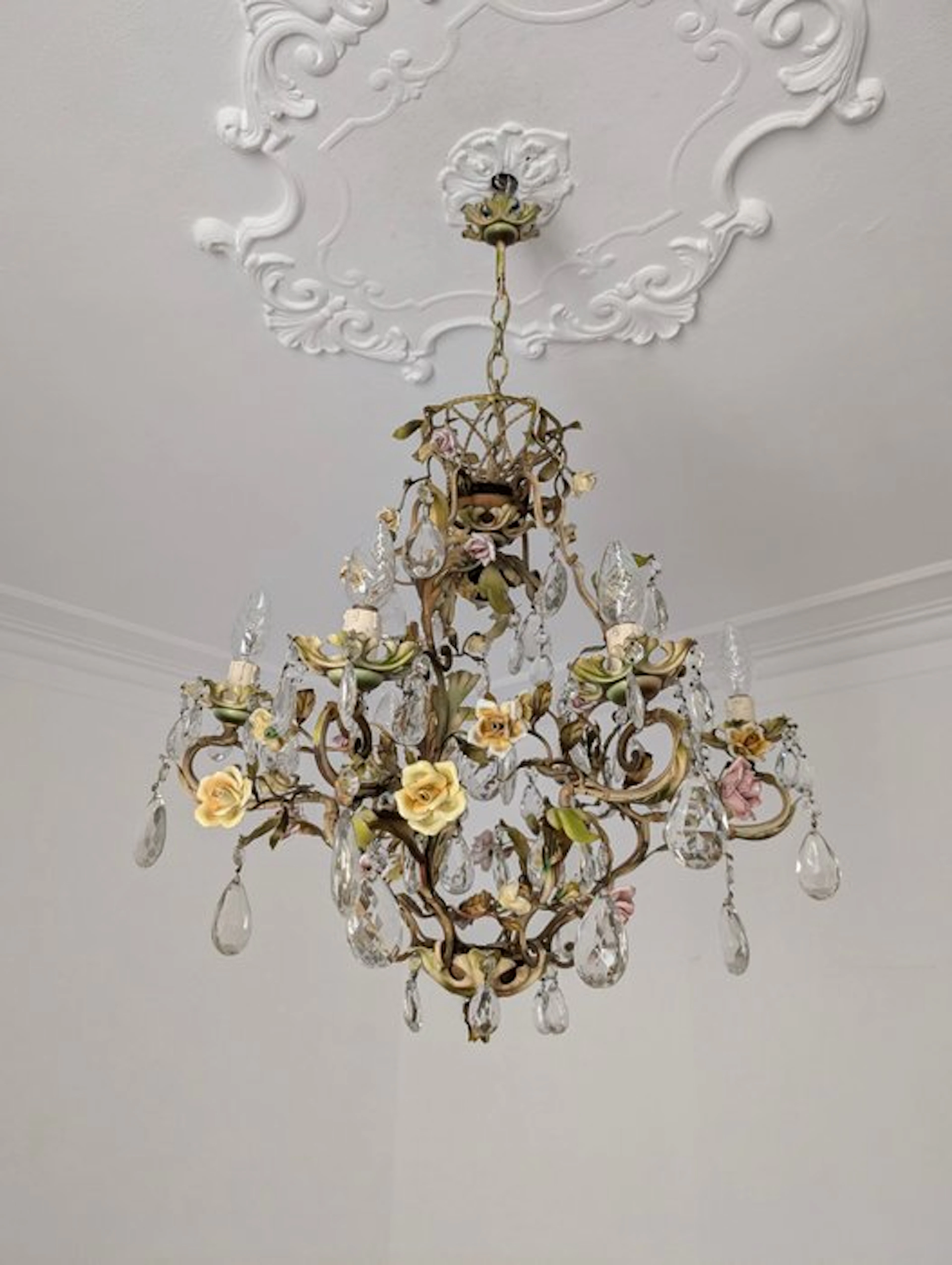 Hanging lamp - Iron - Ceramic rosettes