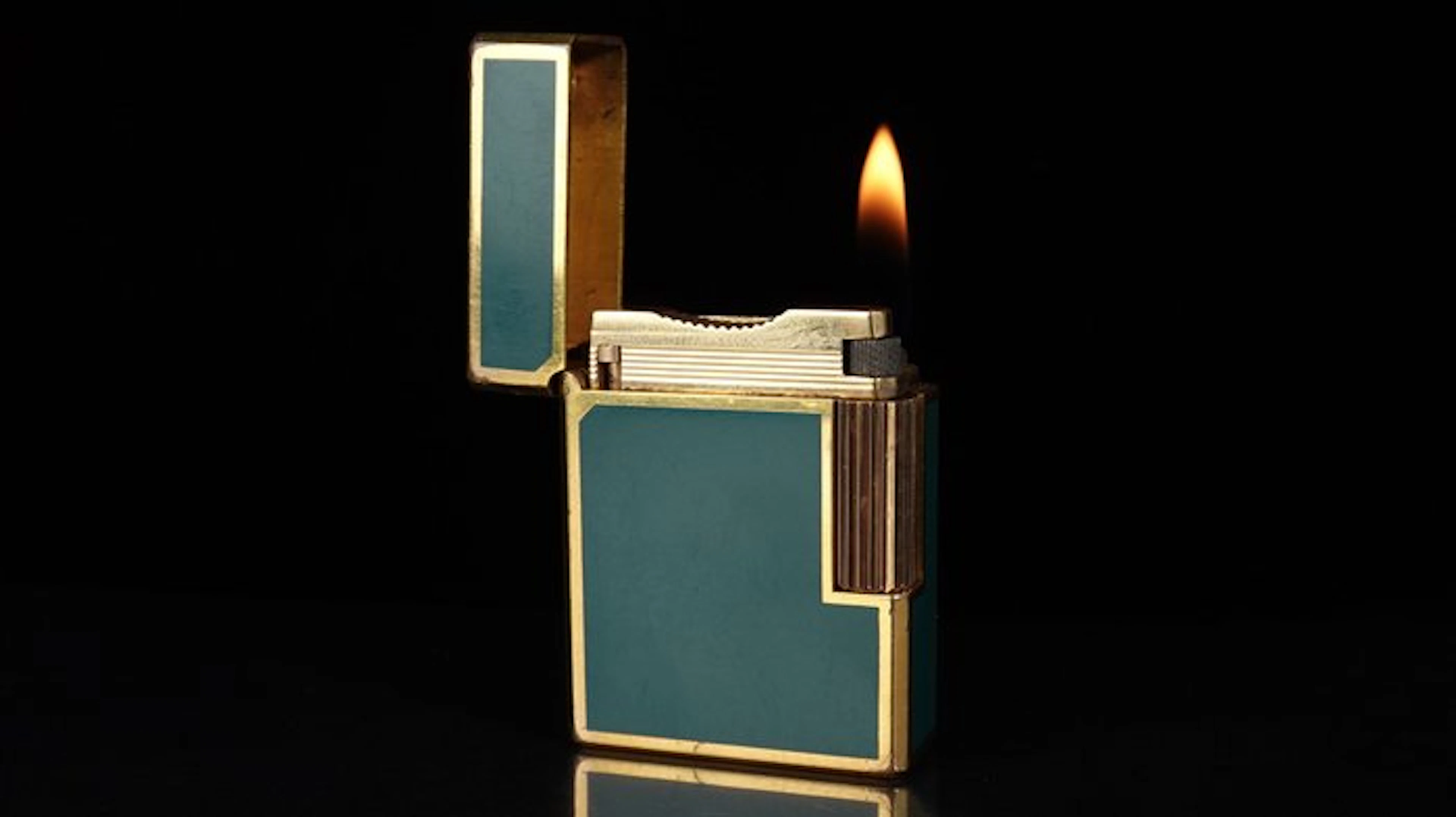 Dupont - Ligne 1 short Pattern Vintage gas Lighter - Lighter - Lacquer Green