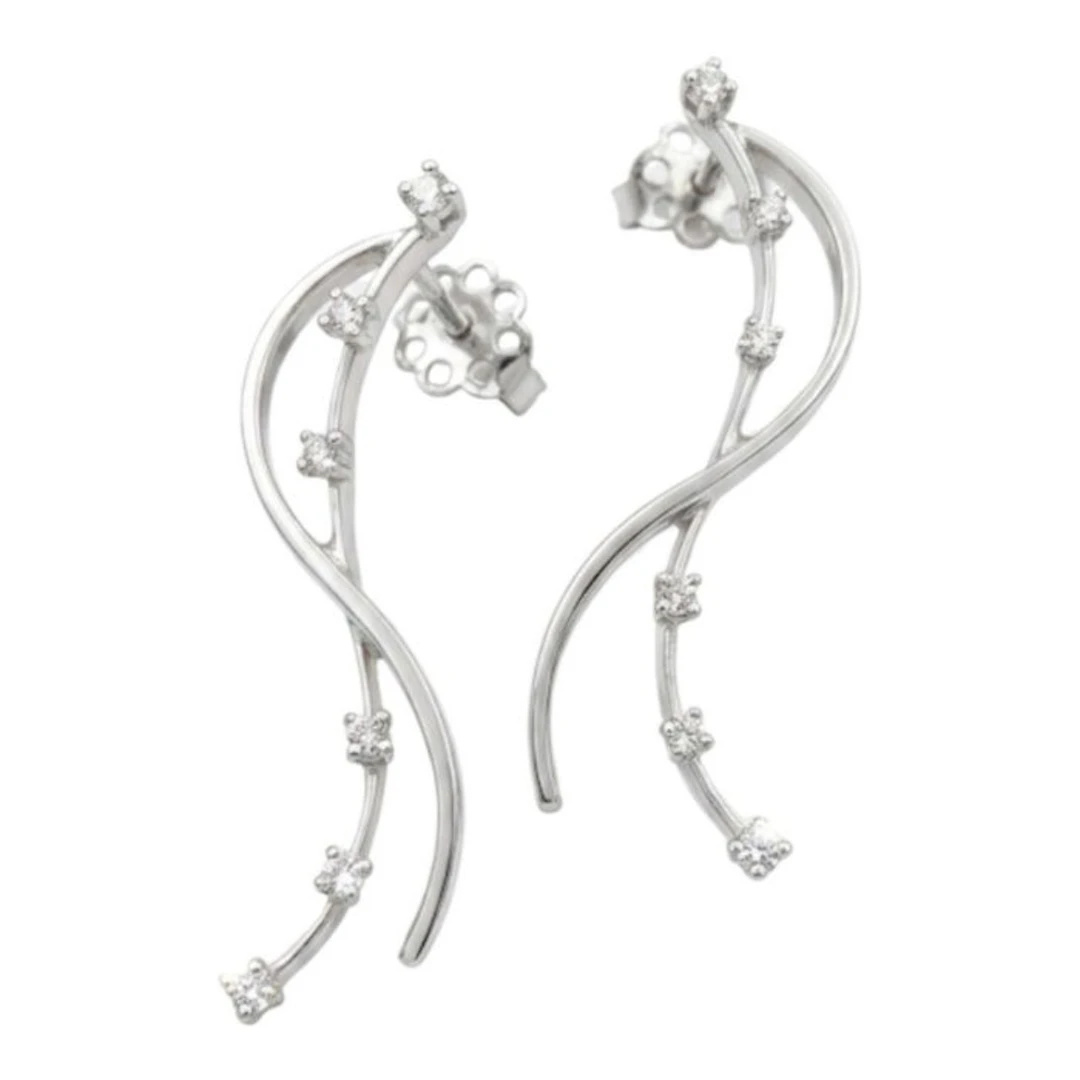 Earrings - 18 kt. White gold - 0.18ct. tw. Diamond (Natural) - Diamond