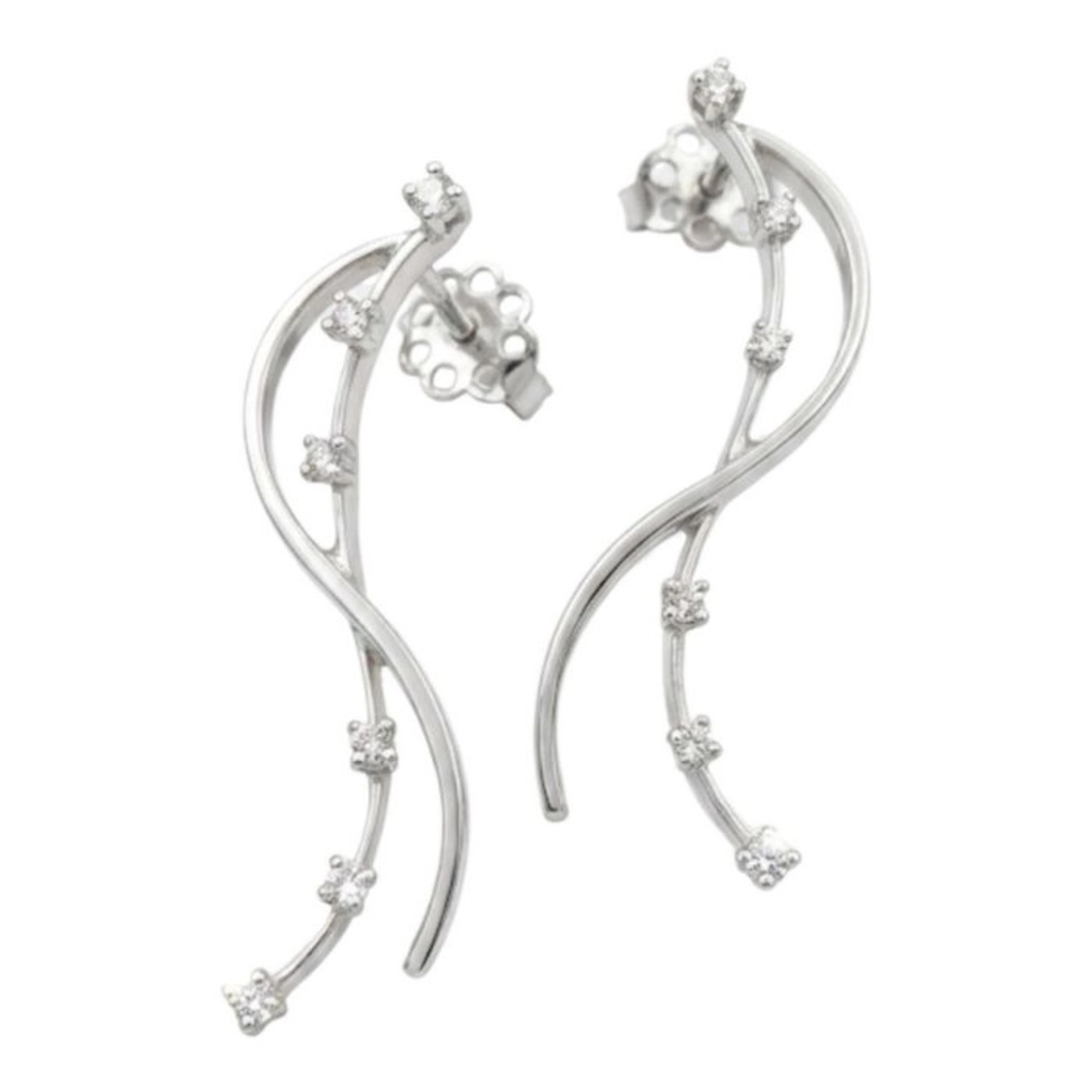 Earrings - 18 kt. White gold - 0.18ct. tw. Diamond (Natural) - Diamond