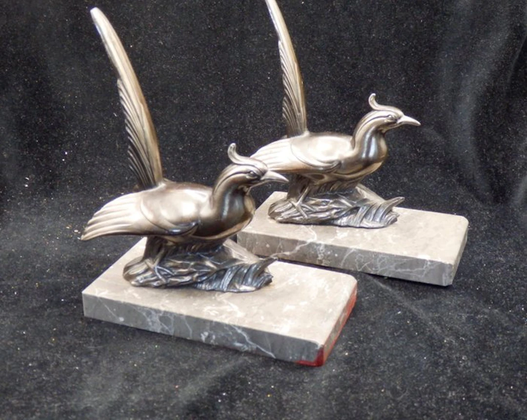 Boekensteunen Paradijsvogels - Art Deco - Bookends (2) - Marble