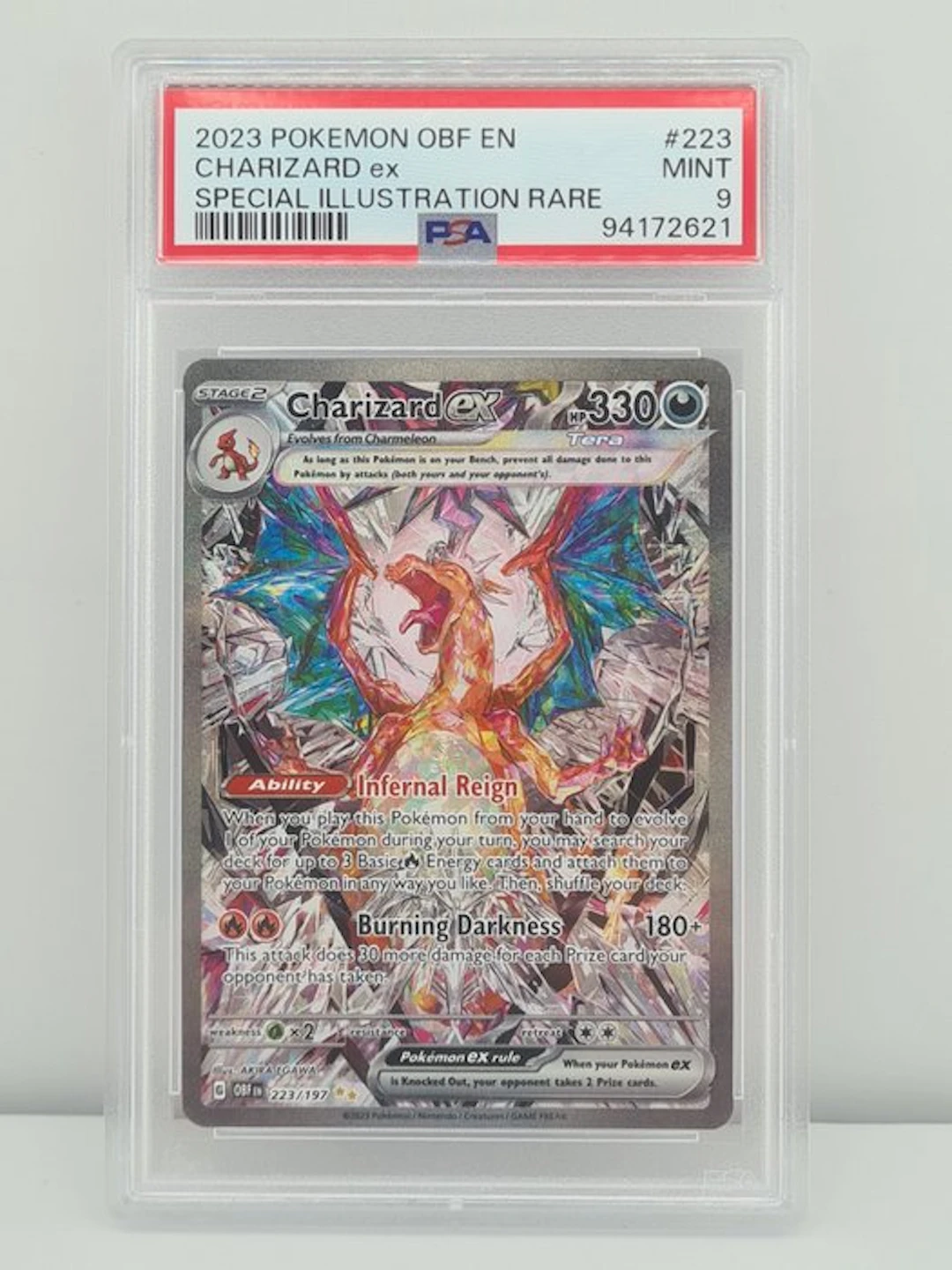 Pokémon - 1 Graded card - Pokémon - Charizard 223/197 Full art, Foil - PSA 9