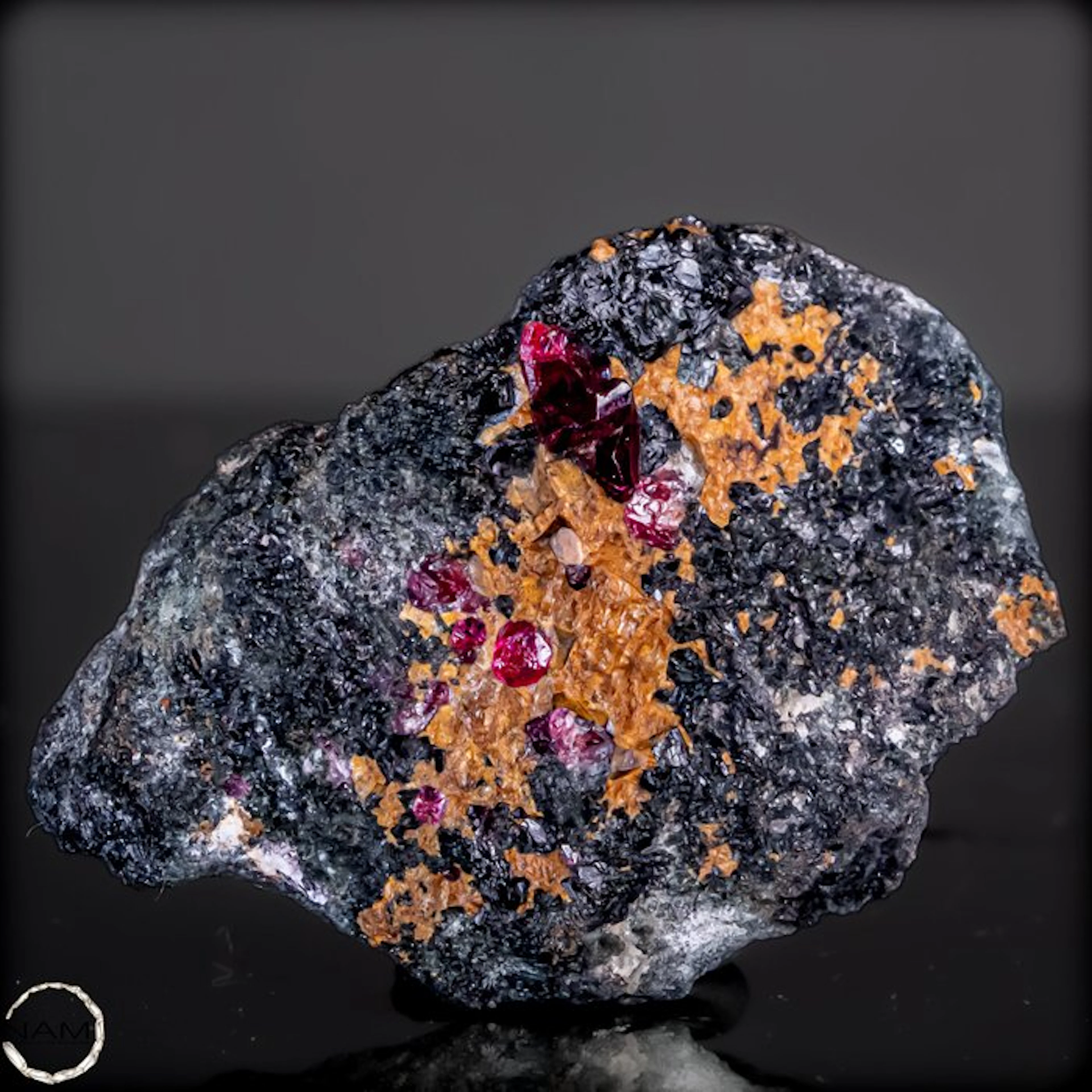 Natural ruby crystal facet with exceptionally intense...