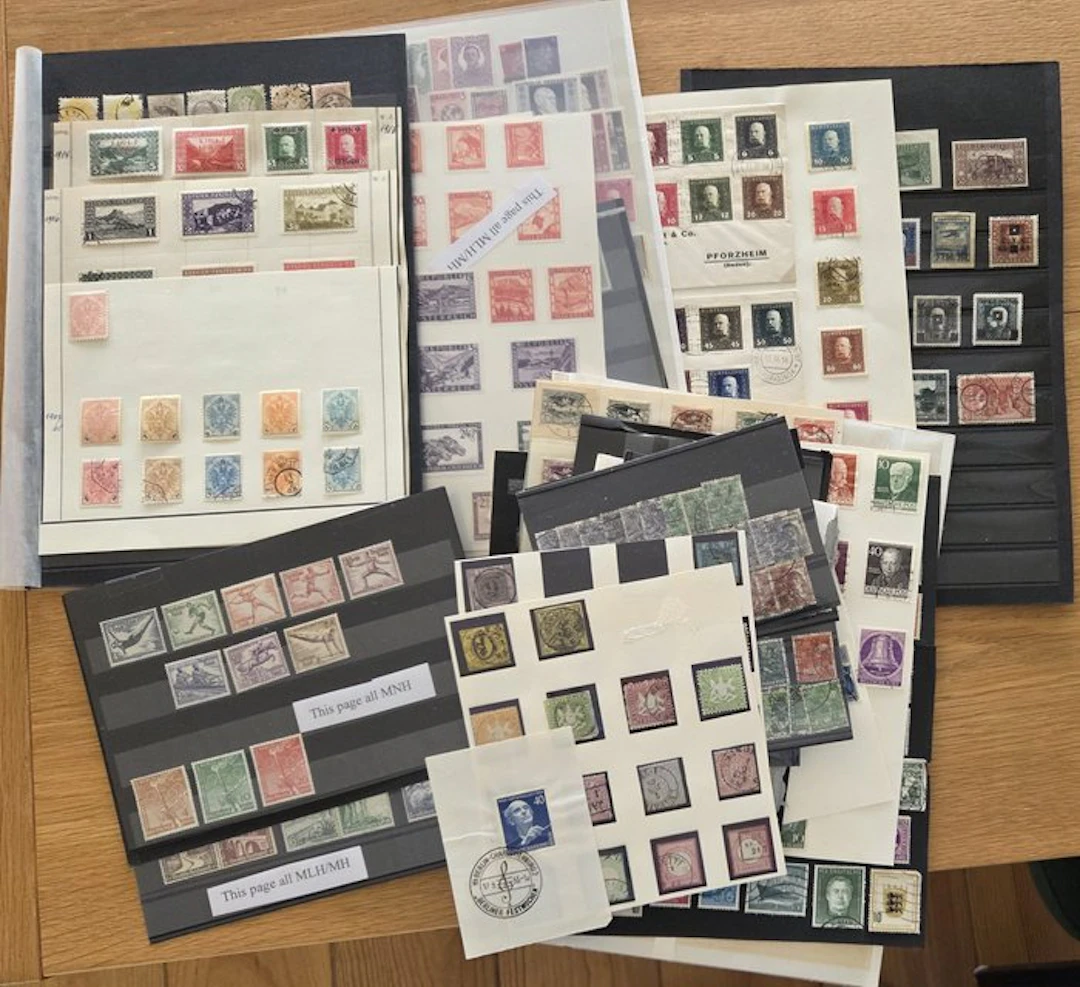 World - e485) Germany, Austria, Bosnia stamps, with higher values on 30 photos.
