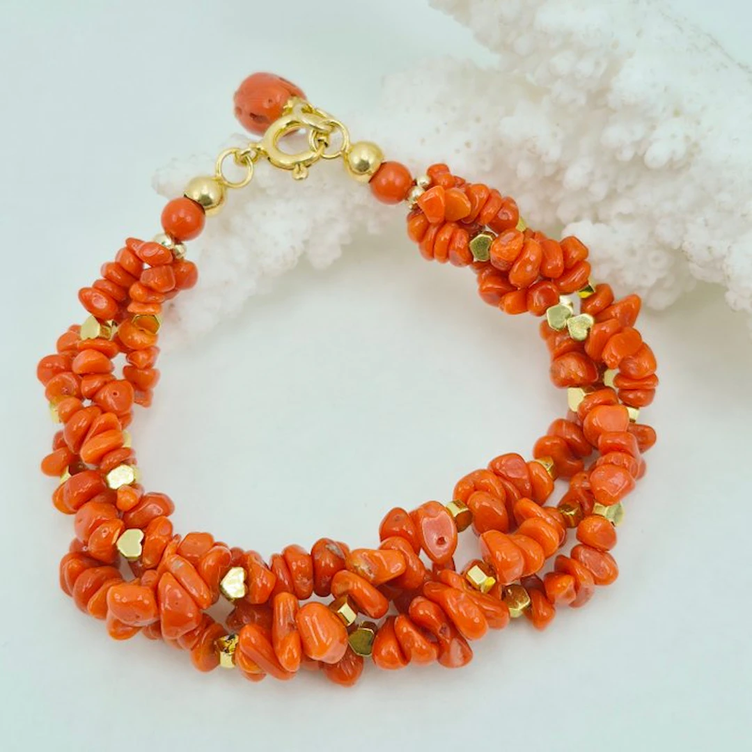Coral - Silver, Gold-plated - Bracelet - CORALLO MEDITERRANEO