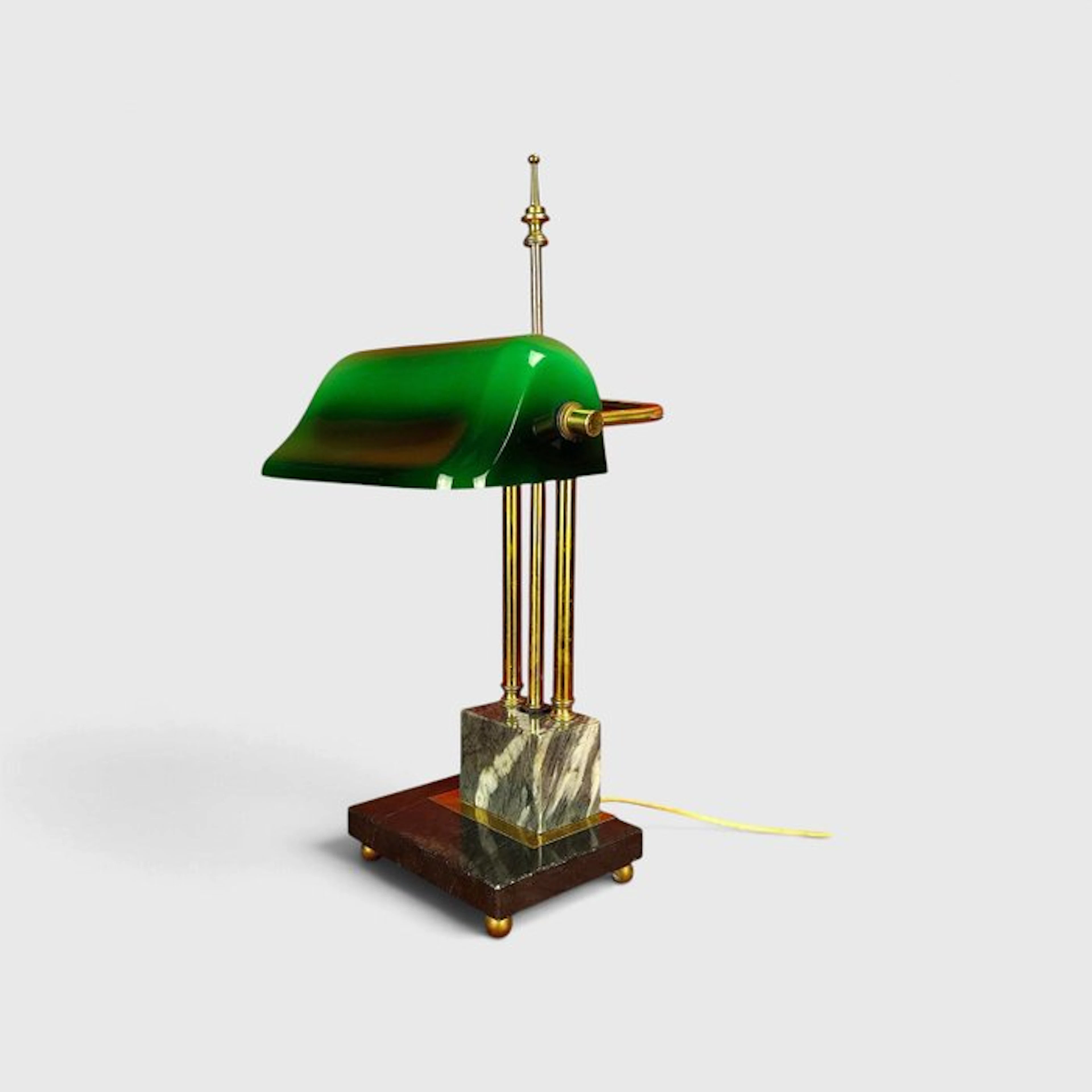 Banker table lamp - Marble, Brass, Glass - Banker's lamp