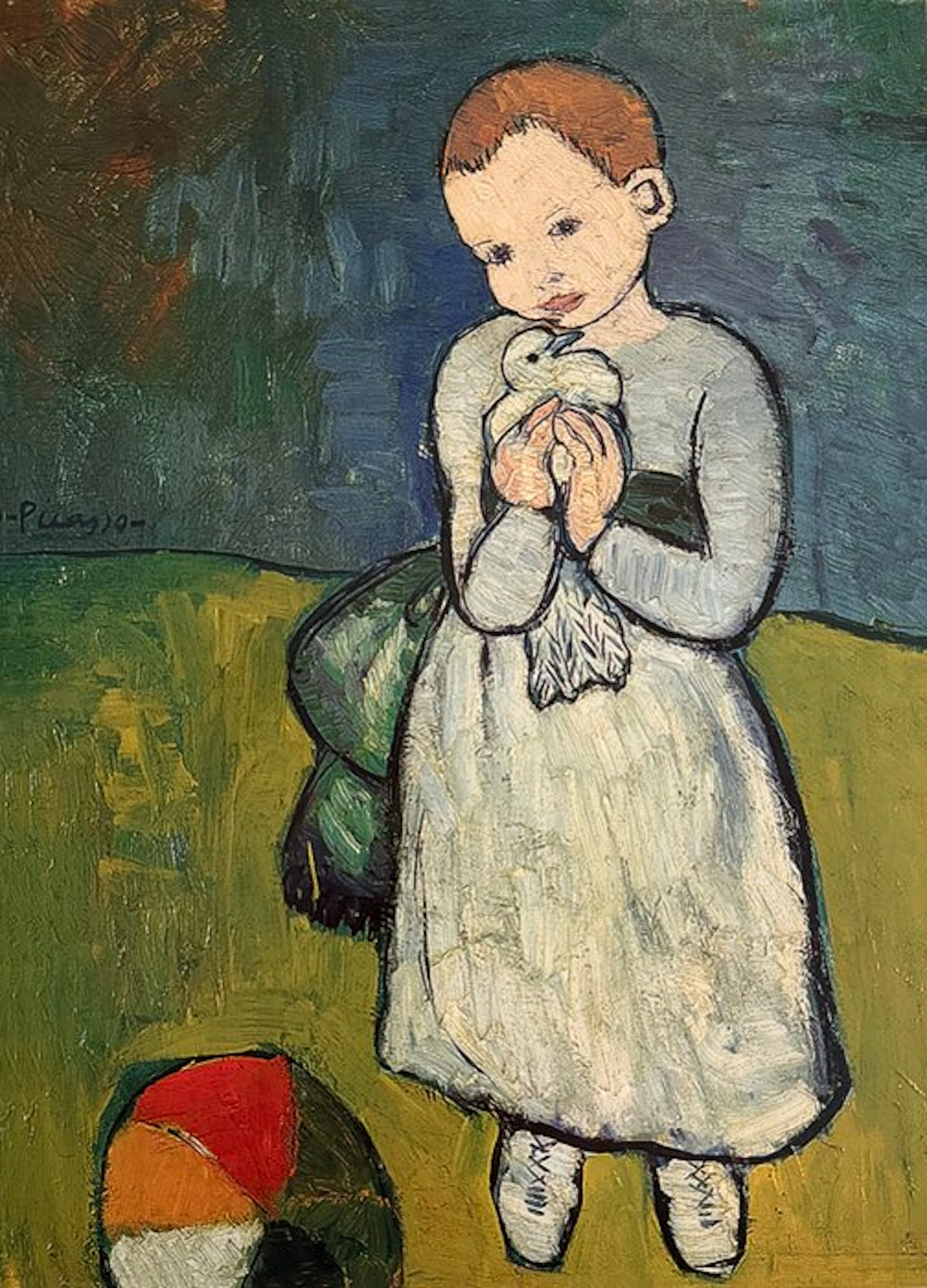 Pablo Picasso (1881-1973) - “Child with dove, 1901”. Gesigneerd in de plaat.