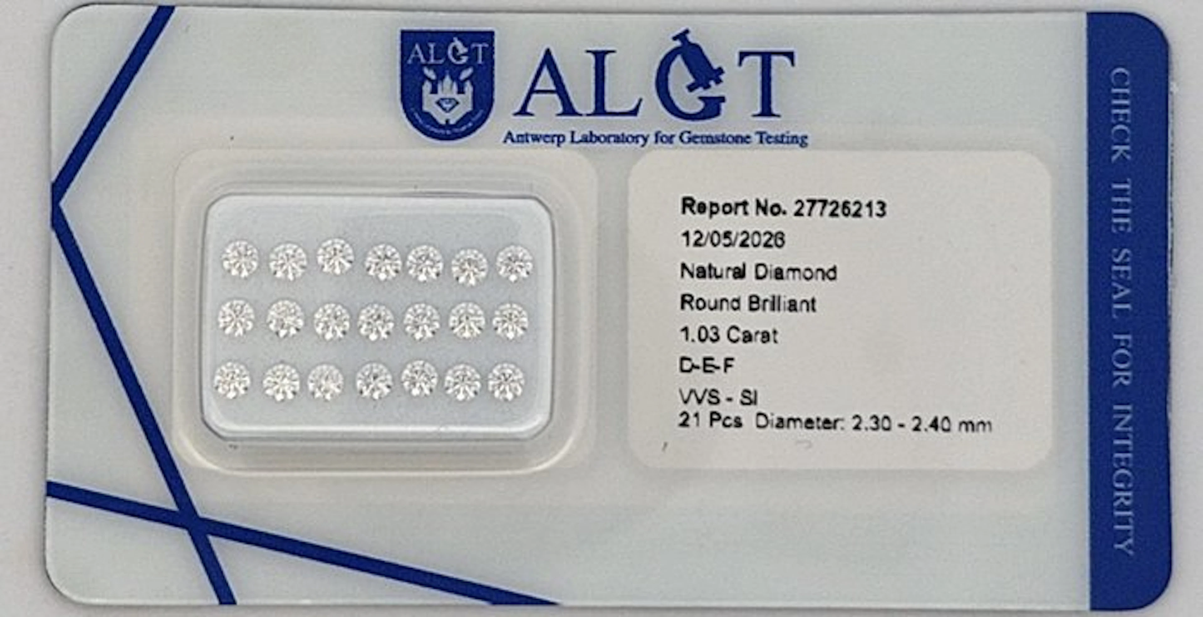21 pcs Diamond (Natural) - 1.03 ct - Round - F
