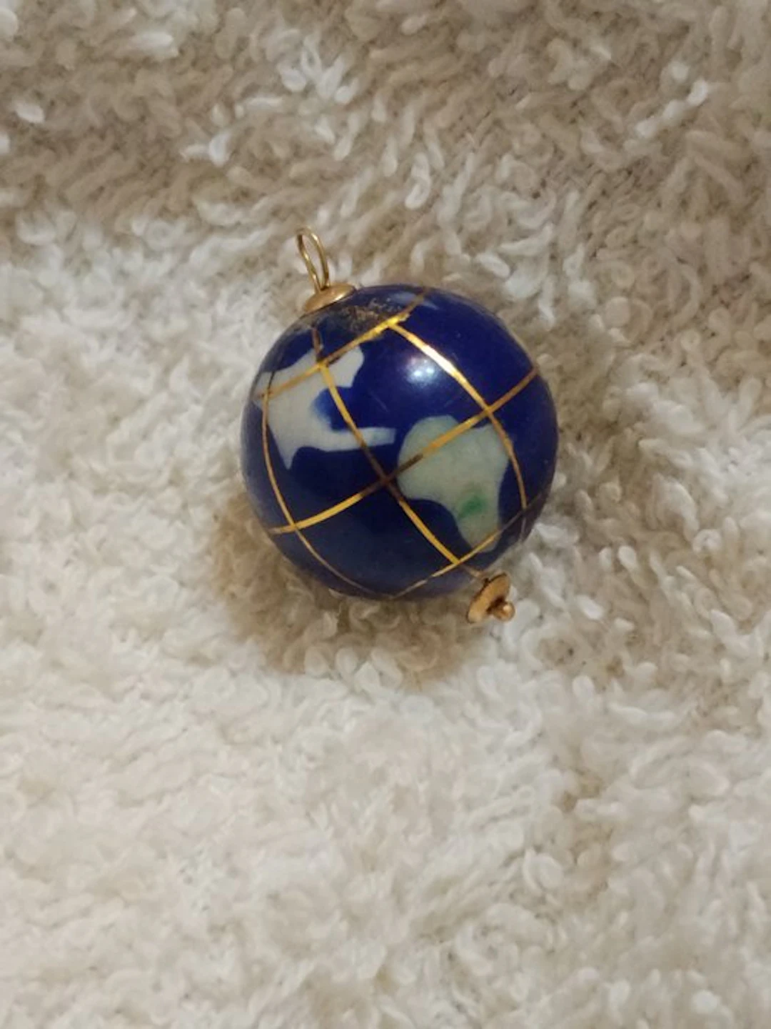 No reserve price - Pendant Enamel on gold wires Lapis lazuli - globe