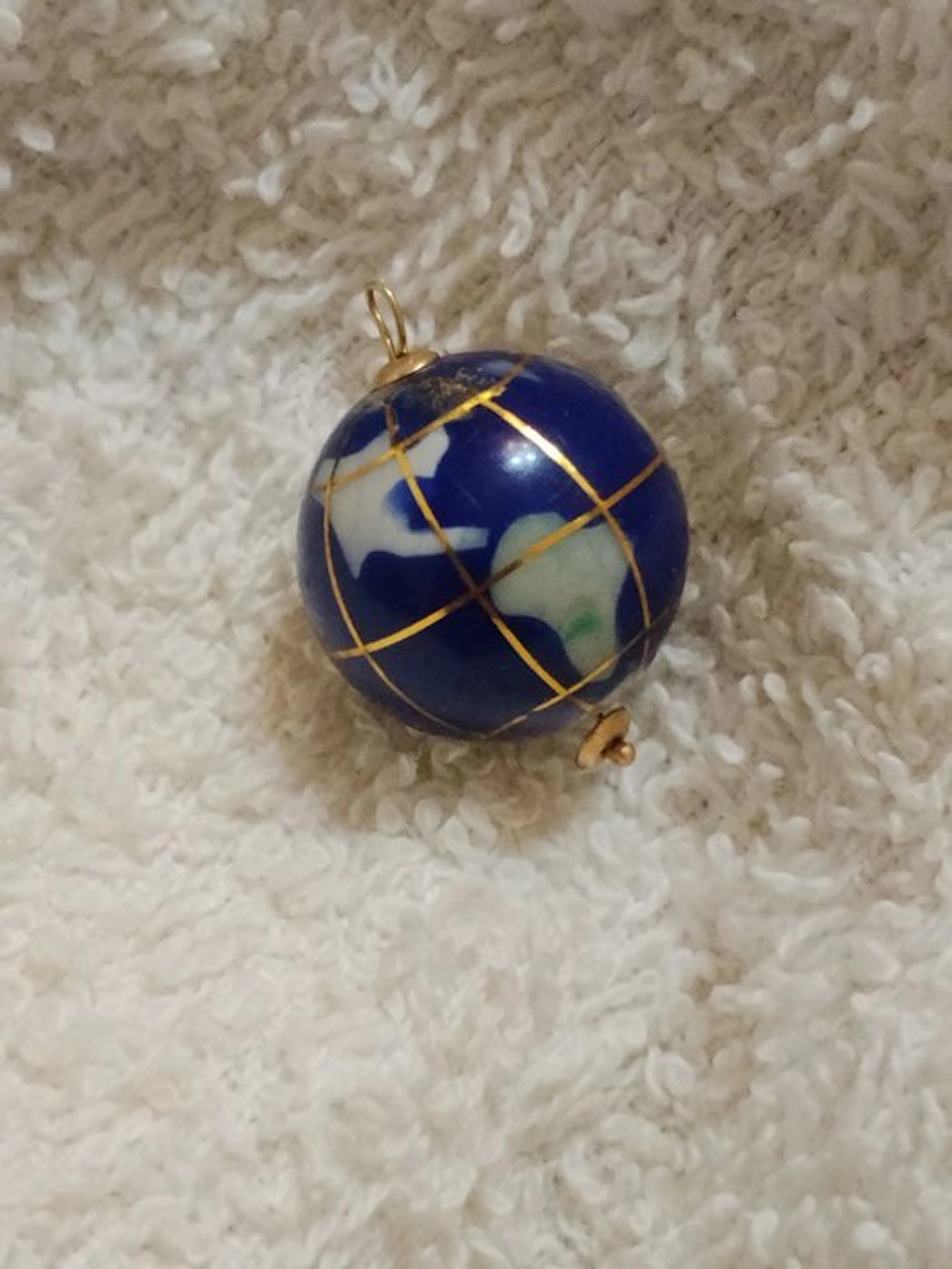 No reserve price - Pendant Enamel on gold wires Lapis lazuli - globe