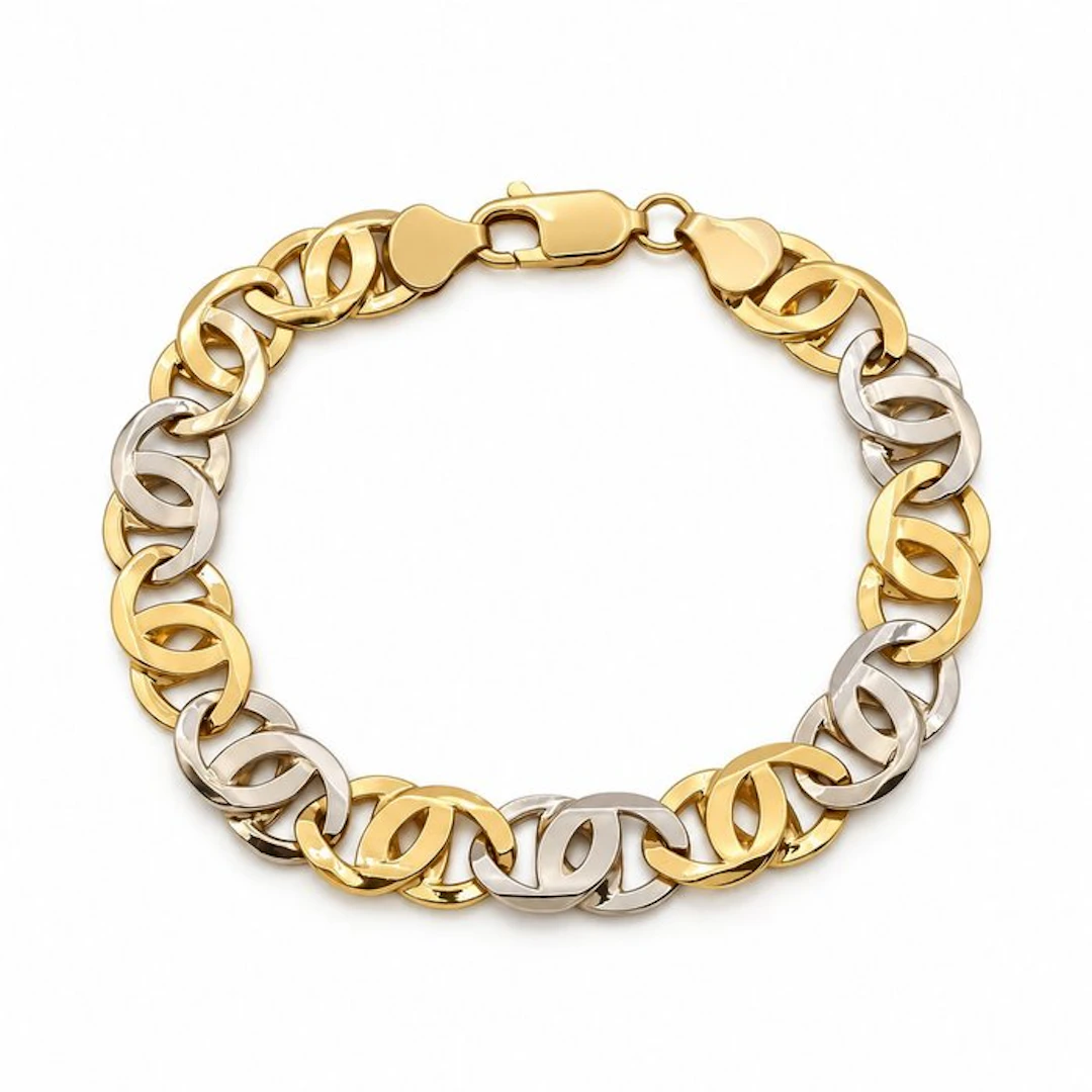 Bracelet - 18 kt. Yellow gold, White gold - Made in Italy - Handmade