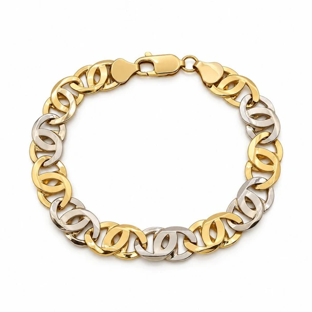 Bracelet - 18 kt. Yellow gold, White gold - Made in Italy - Handmade