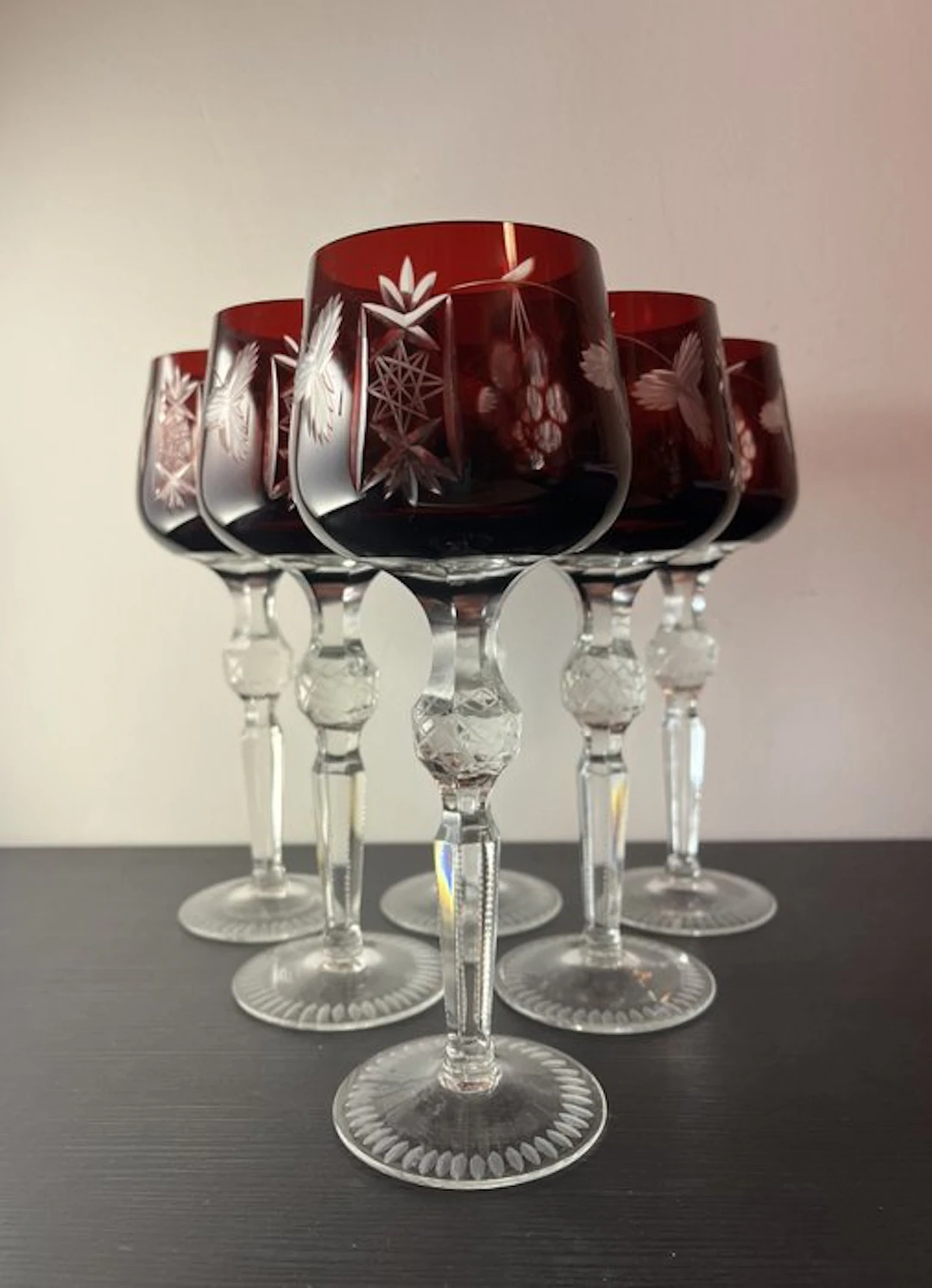 Lausitzer - Drinking service (6) - Motif: Grape - Crystal - 24% lead crystal