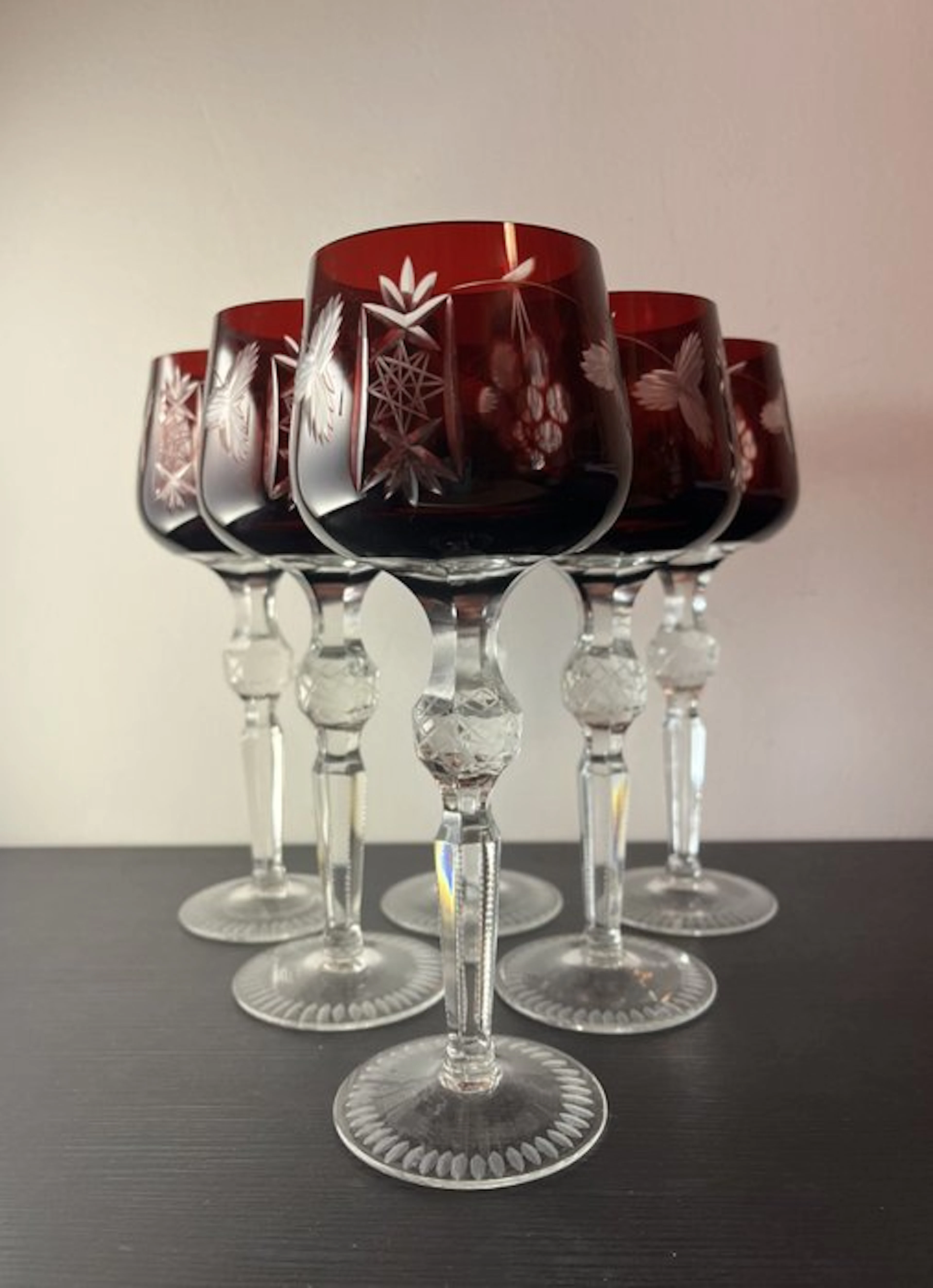 Lausitzer - Drinking service (6) - Motif: Grape - Crystal - 24% lead crystal