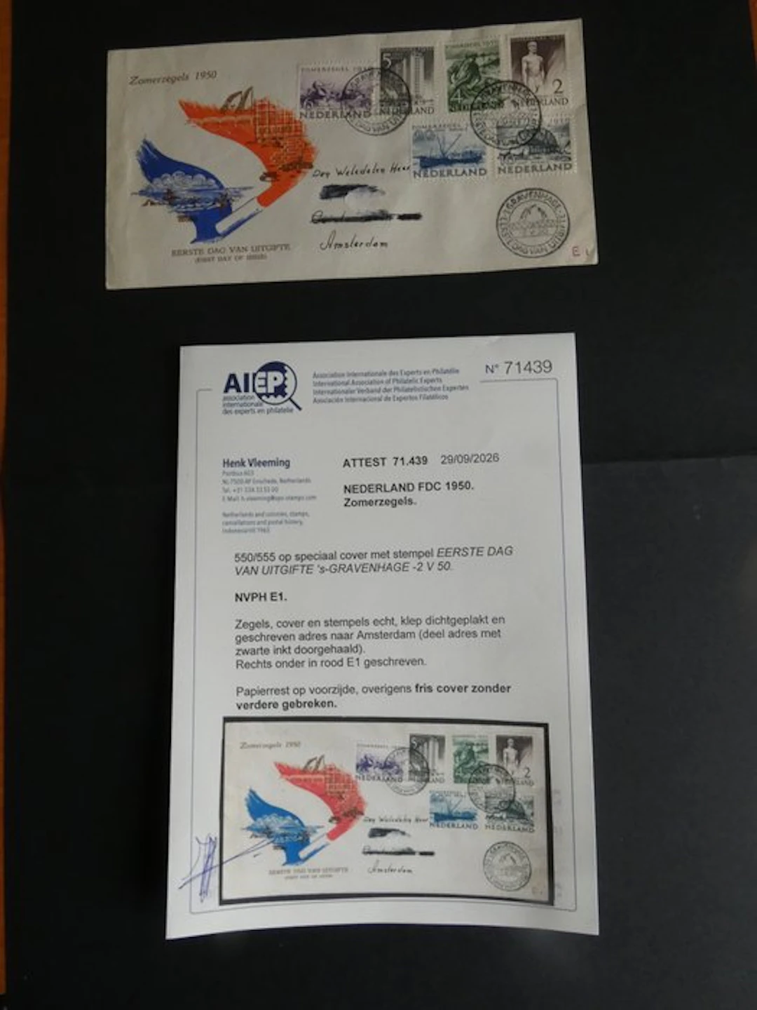 Netherlands 1950 - Summer stamps on First Day Covers - NVPH E1