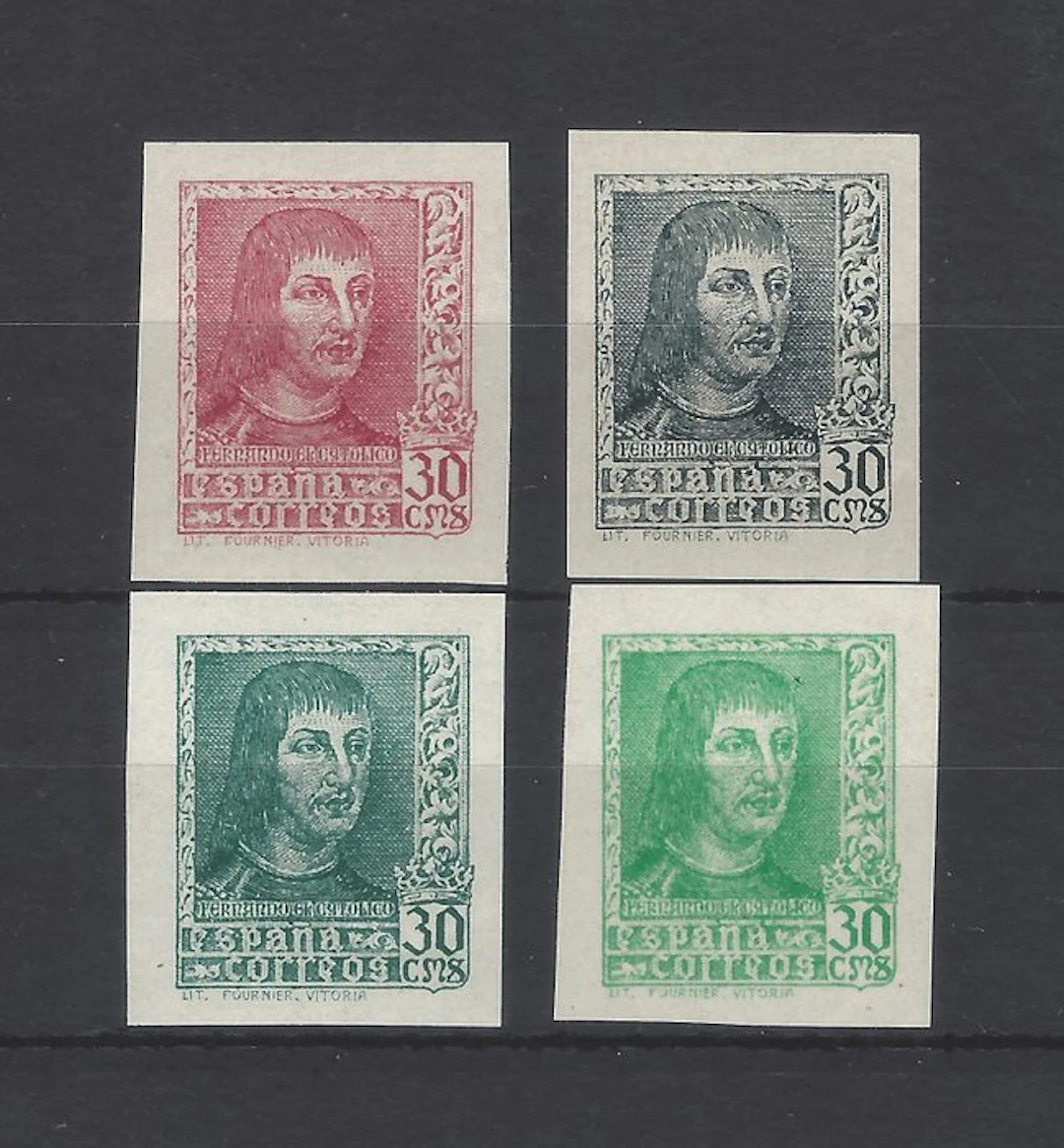 Spain 1938 - Fernando 30 cts - color defects - Edifil...