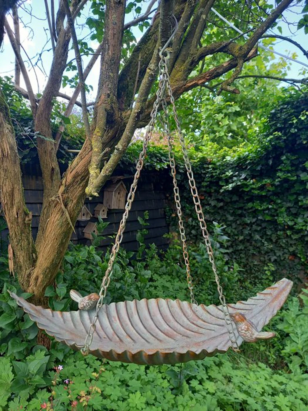Birdbath - Feeding place - 51 cm - metal - Leaf shaped Birdbath