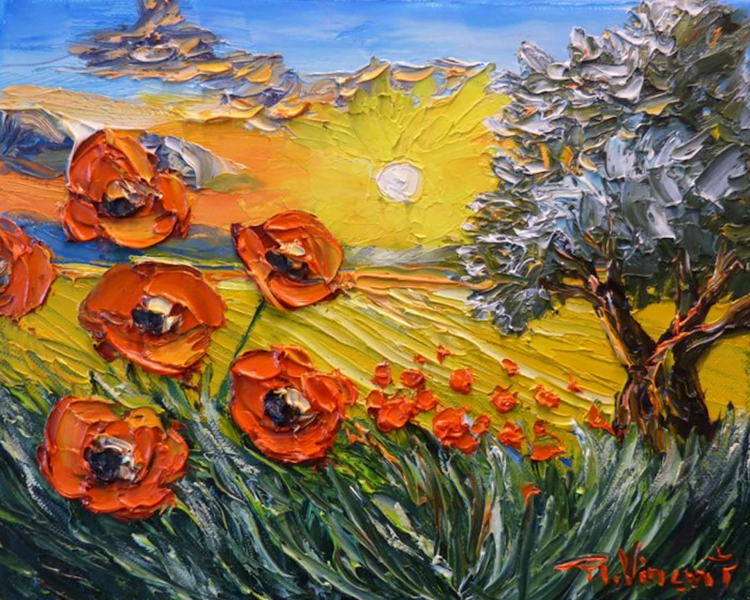 R. Vincent (1954) - Fleurs à Valensole en Provence cote...