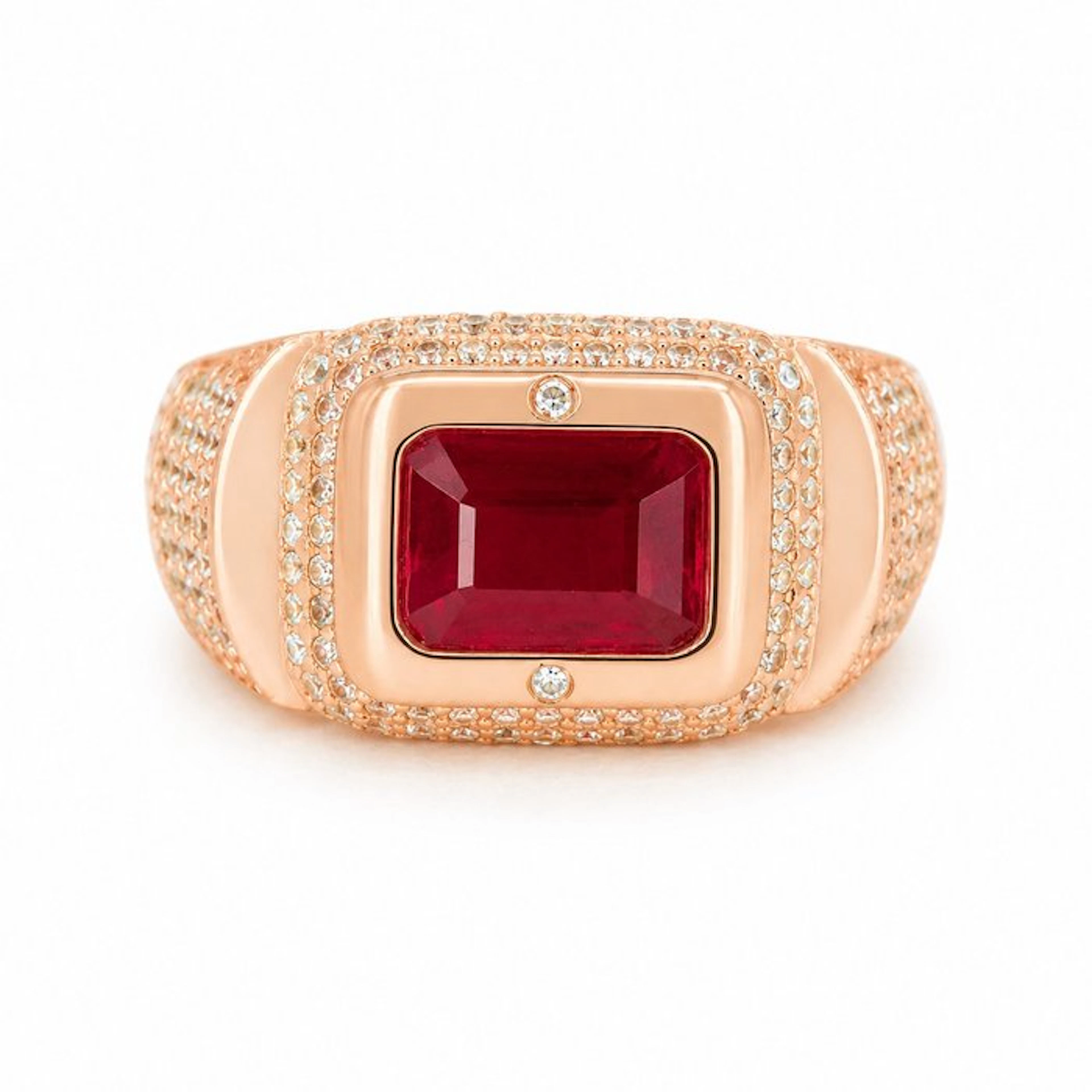 No reserve price - Ring Gold-plated Ruby - Diamond - 18K Gold Plated