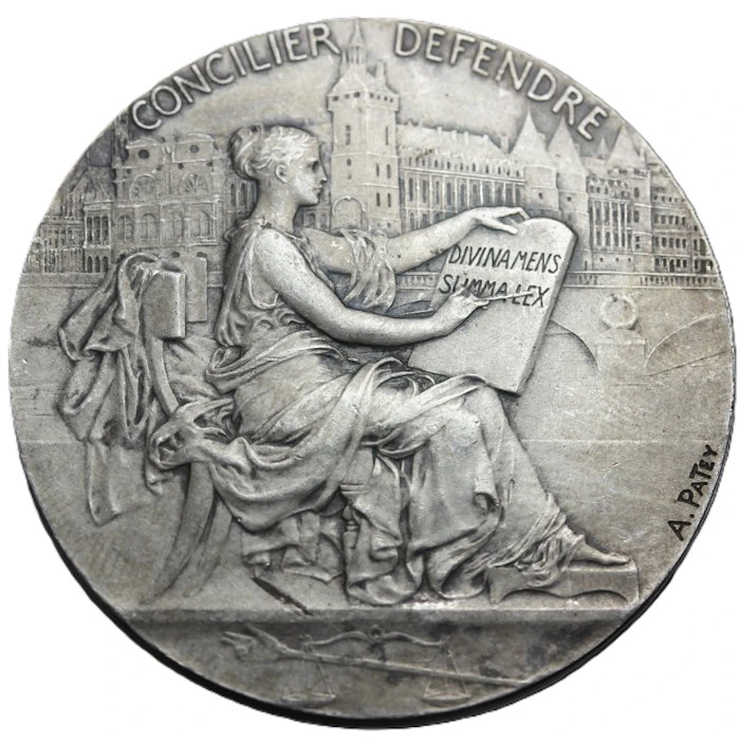 France. Silver Art Nouveau medal 1900, firmada por A. Patey (No reserve price)