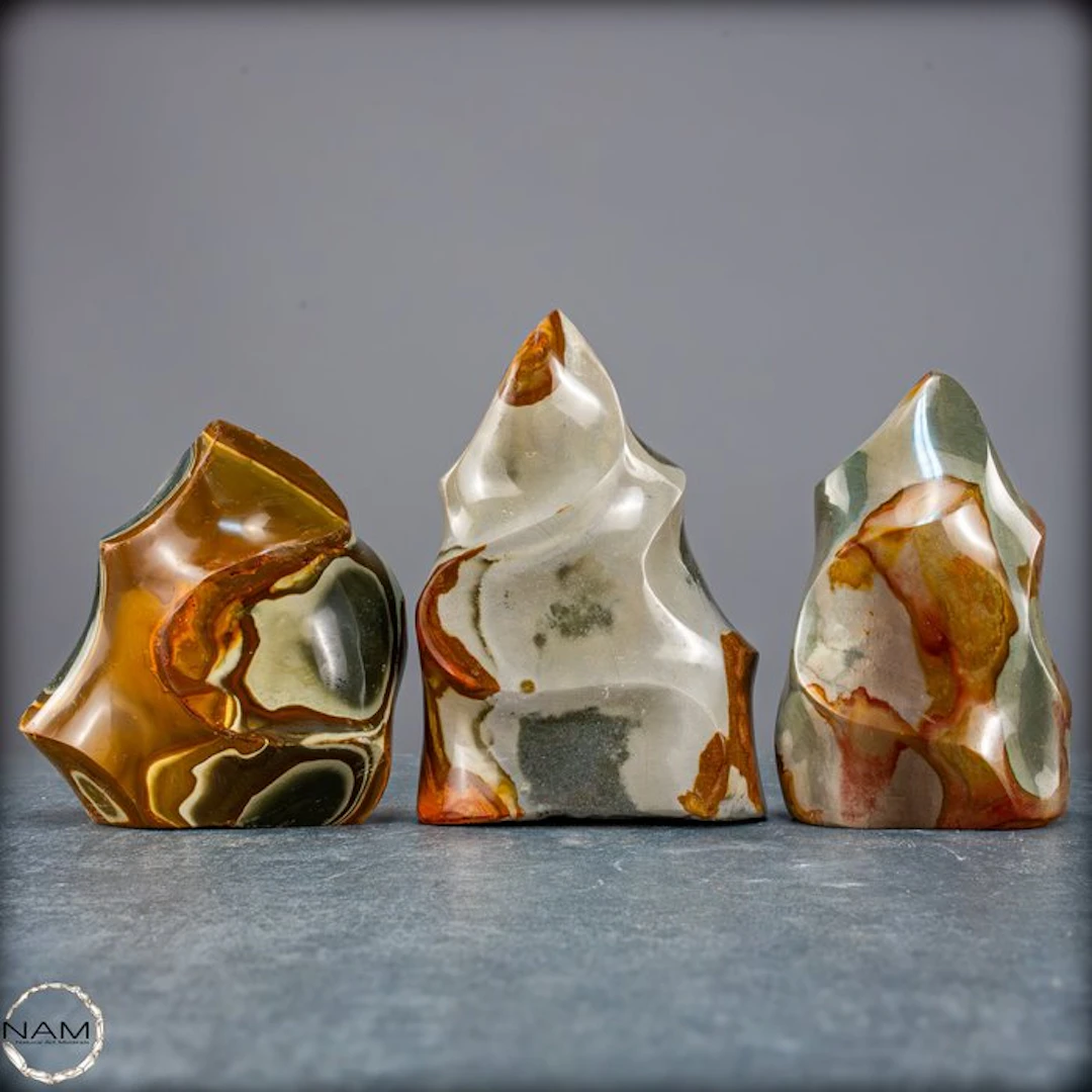 Natural polychrome jasper flames– Nature art in flowing form- 2327.91 g - (3)