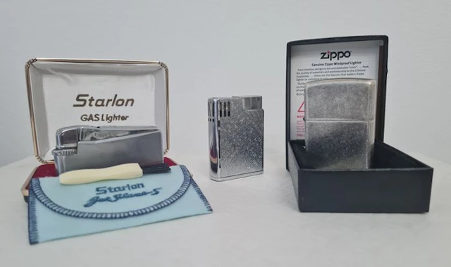 Zippo, Sarome - Starlon - Zippo Antique Silver Plate...
