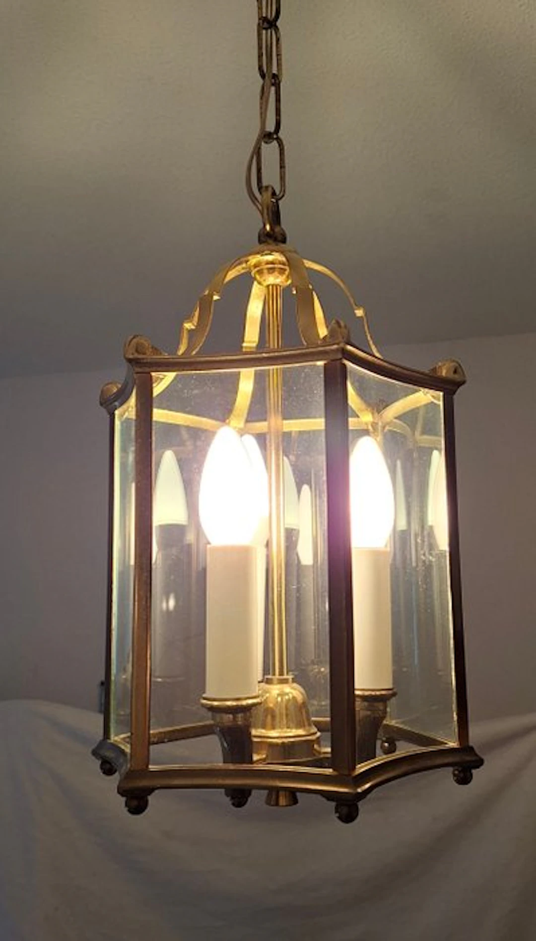Lantern ceiling lamp - Glass, Brass - Three points of light