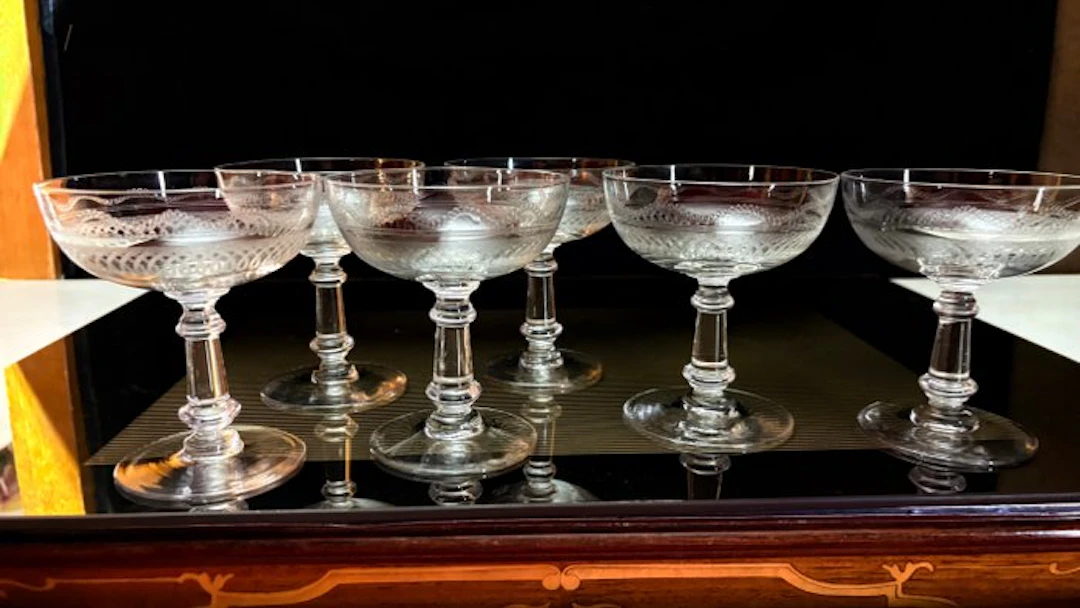 Val Saint Lambert - Champagne glass (6) - Lothaire - Glass