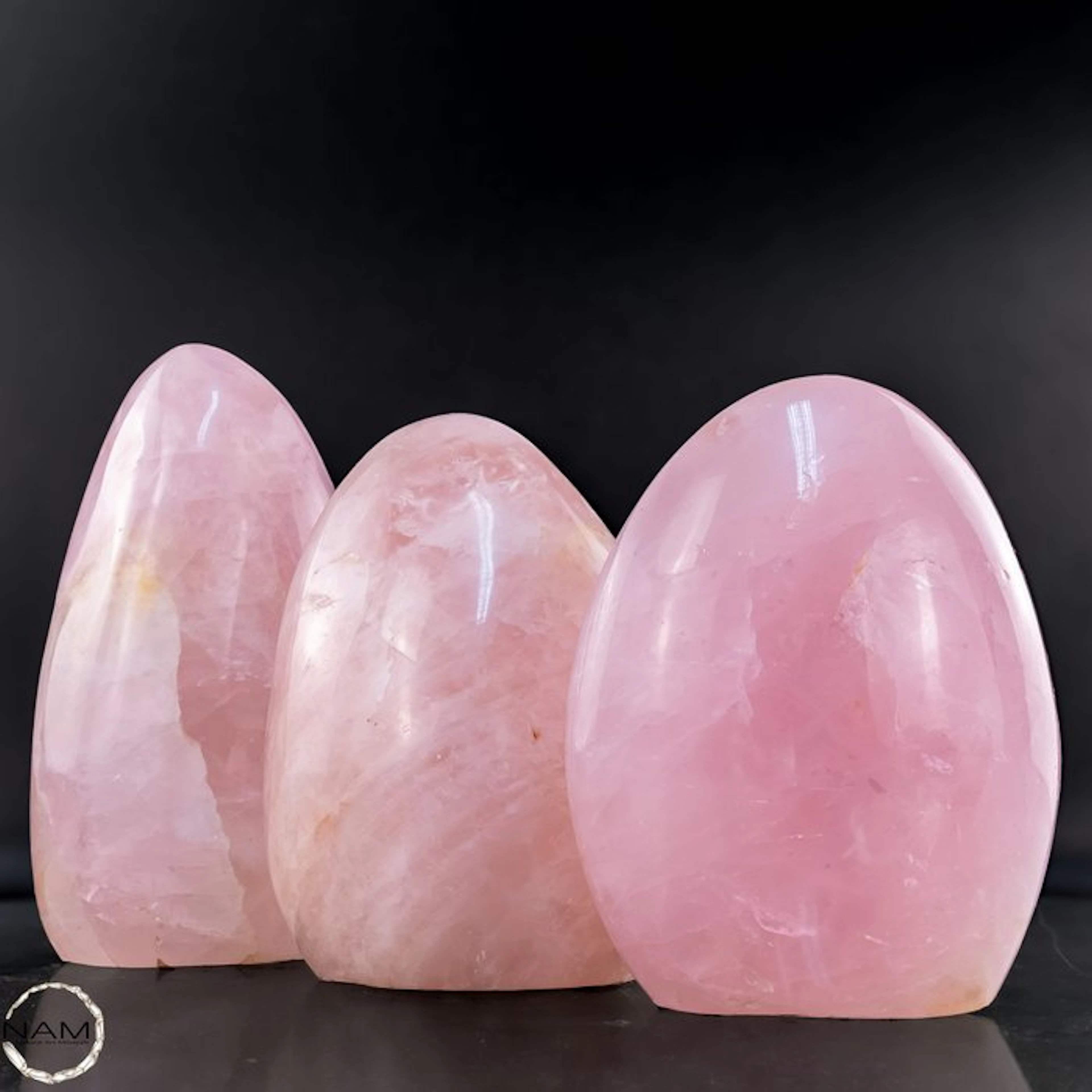 Rose Quartz Freeform Set – Elegant trio of delicately pink natural quartz
