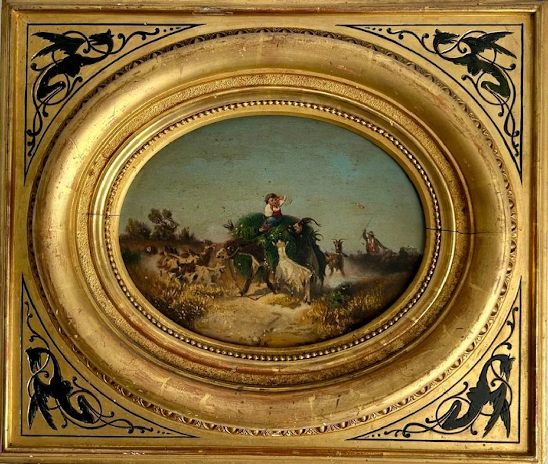 Scuola Napoletana (XIX), Attributed to - L'assalto delle caprette
