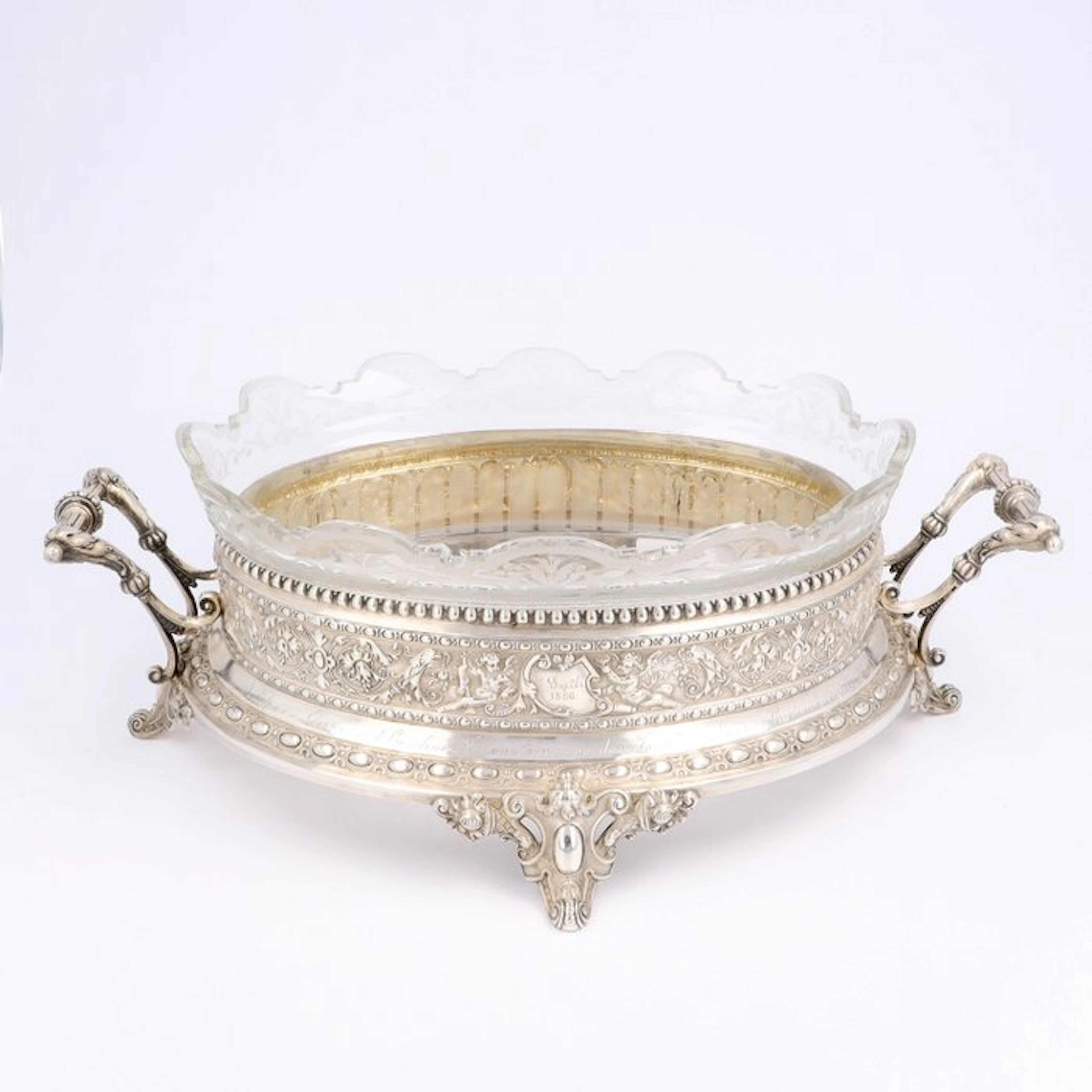 1886. Geschenk aan Oscar & Caroline Fallenstein. - Jardinière - .800 silver