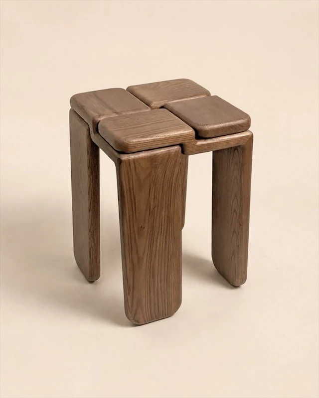 Luis Gimeno - Stool - Solid Ash Wood - Stool / Side Table