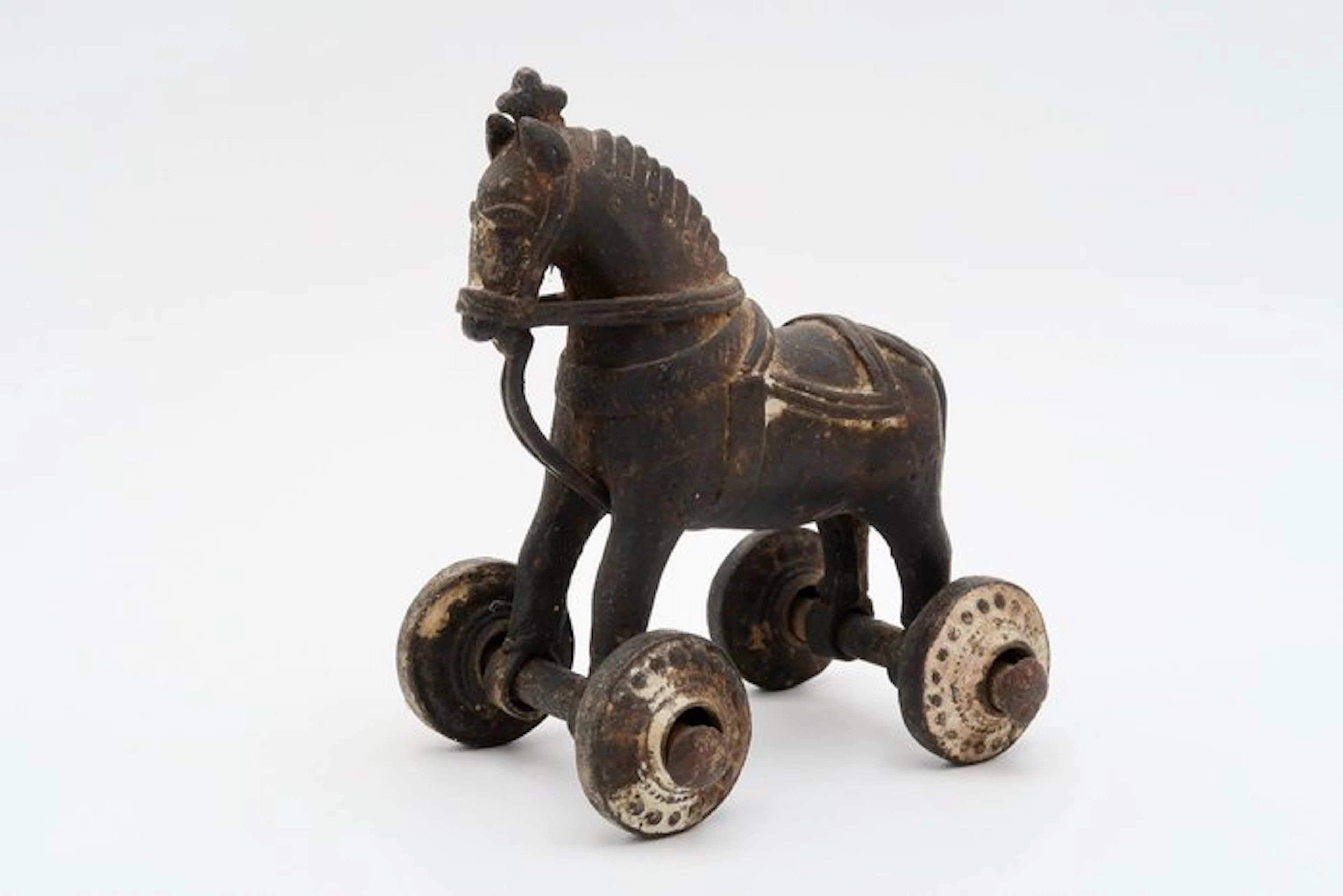 Temple horse on wheels, India - Bronze - India - 19th century