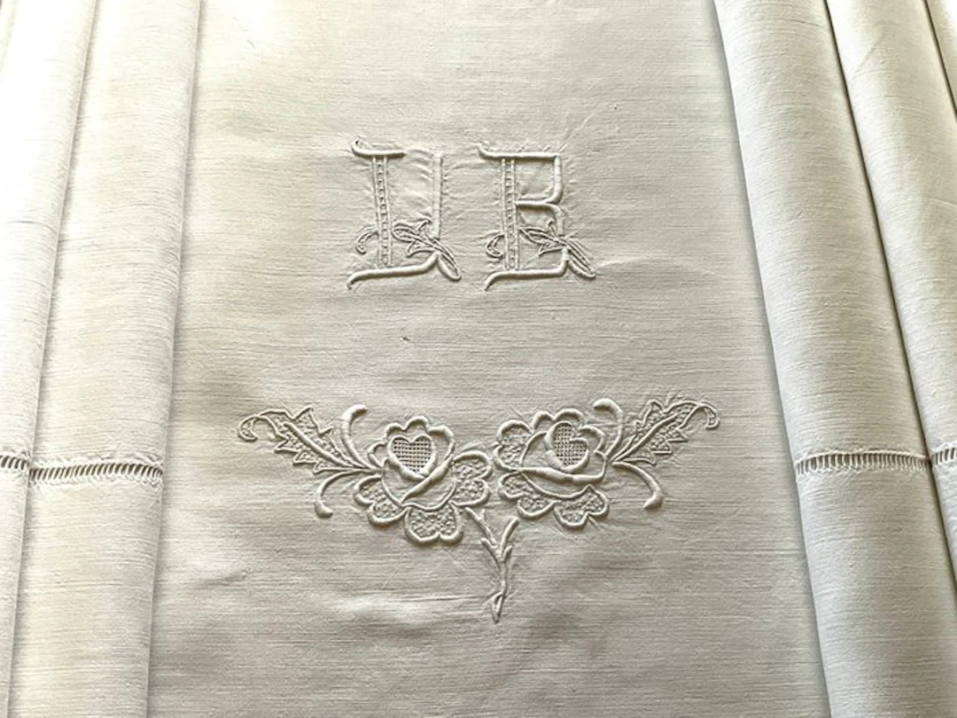 Early XXth Century bed linen with V.B. initials - Textile - 3 m - 2.2 m